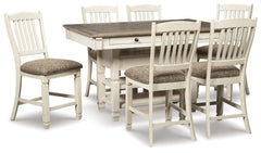 Best Furniture Outlet - Ashley Furniture - Bolanburg Dining Room - Counter Height Dining Table with 6 Barstools / Two-tone - D647D9