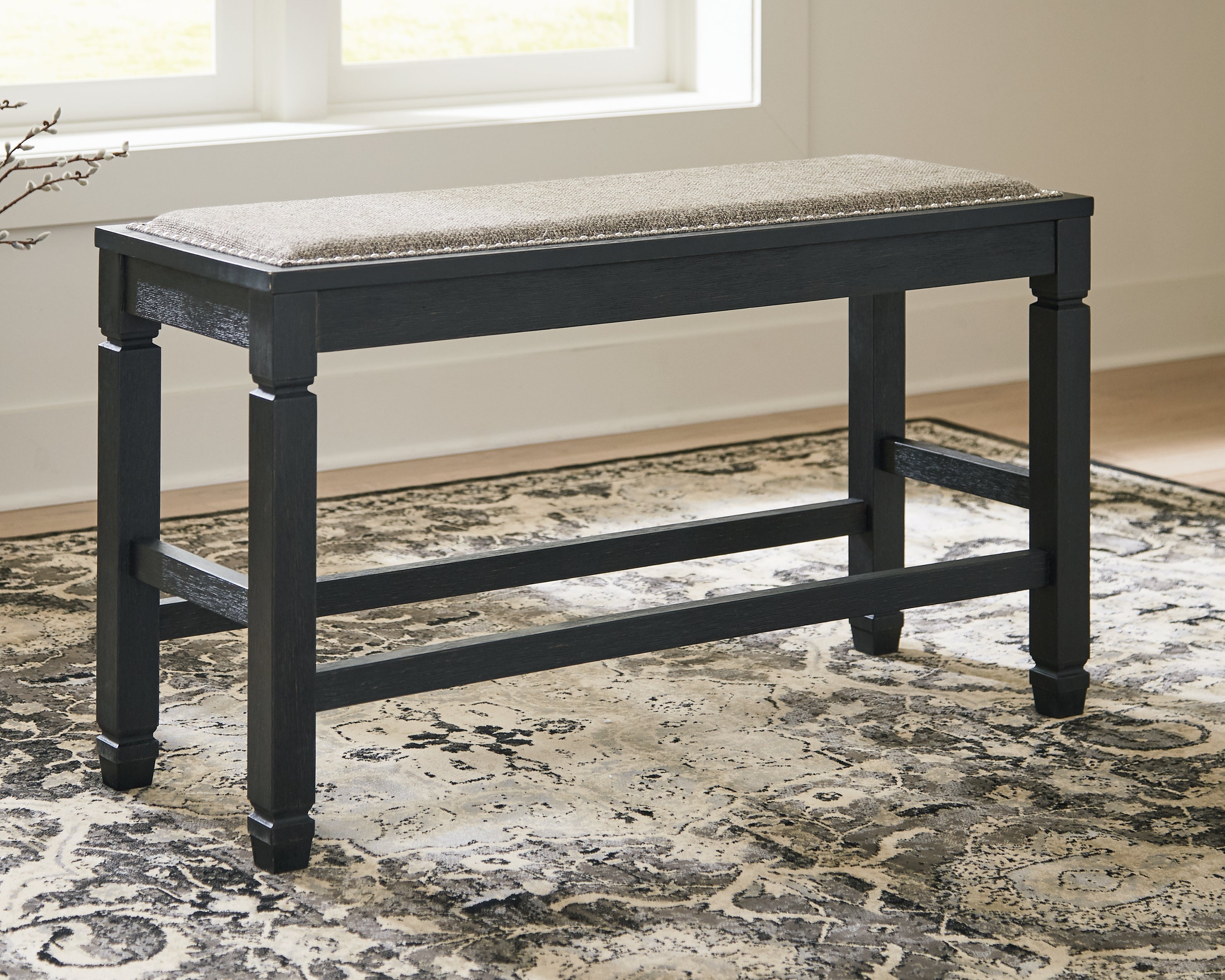 Best Furniture Outlet - Ashley Furniture - Tyler Creek Dining Room - DBL Counter UPH Bench (1/CN) / Antique Black - D736-09