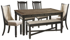 Best Furniture Outlet - Ashley Furniture - Tyler Creek Dining Room - Dining Table with 4 Chairs and Bench / Black/Gray - D736D6