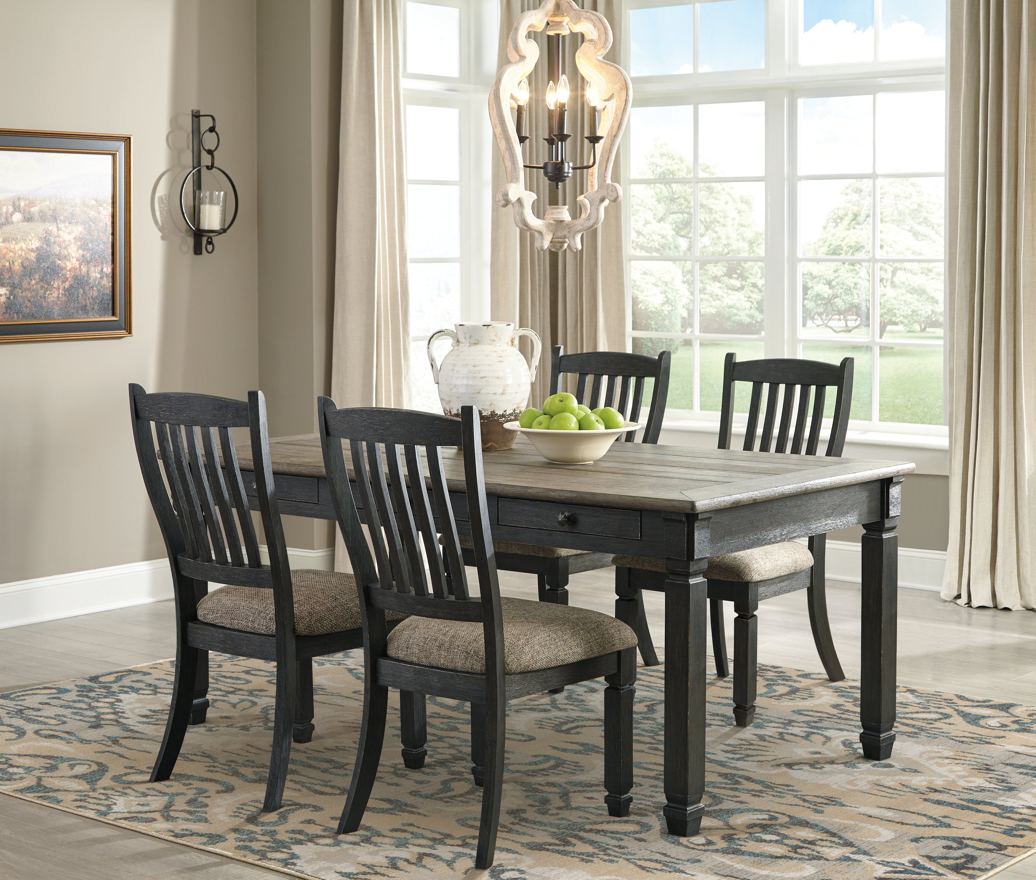Best Furniture Outlet - Ashley Furniture - Tyler Creek Dining Room - Dining Table and 4 Chairs / Black/Grayish Brown - D736D1
