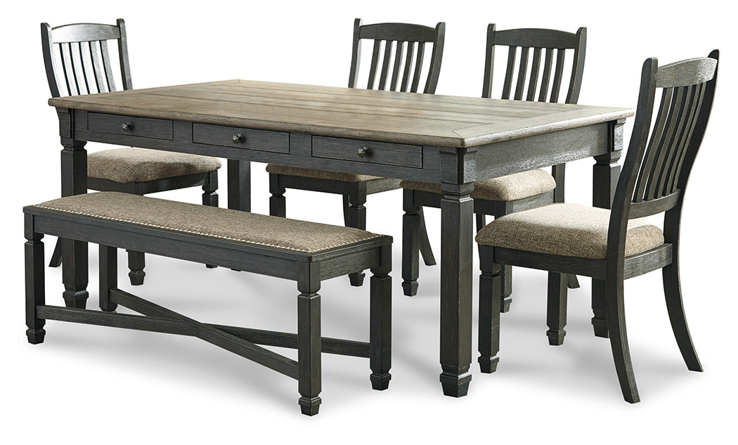 Best Furniture Outlet - Ashley Furniture - Tyler Creek Dining Room - Dining Table, 4 Chairs and Bench / Black/Gray - D736D2