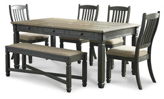 Best Furniture Outlet - Ashley Furniture - Tyler Creek Dining Room - Dining Table, 4 Chairs and Bench / Black/Gray - D736D2