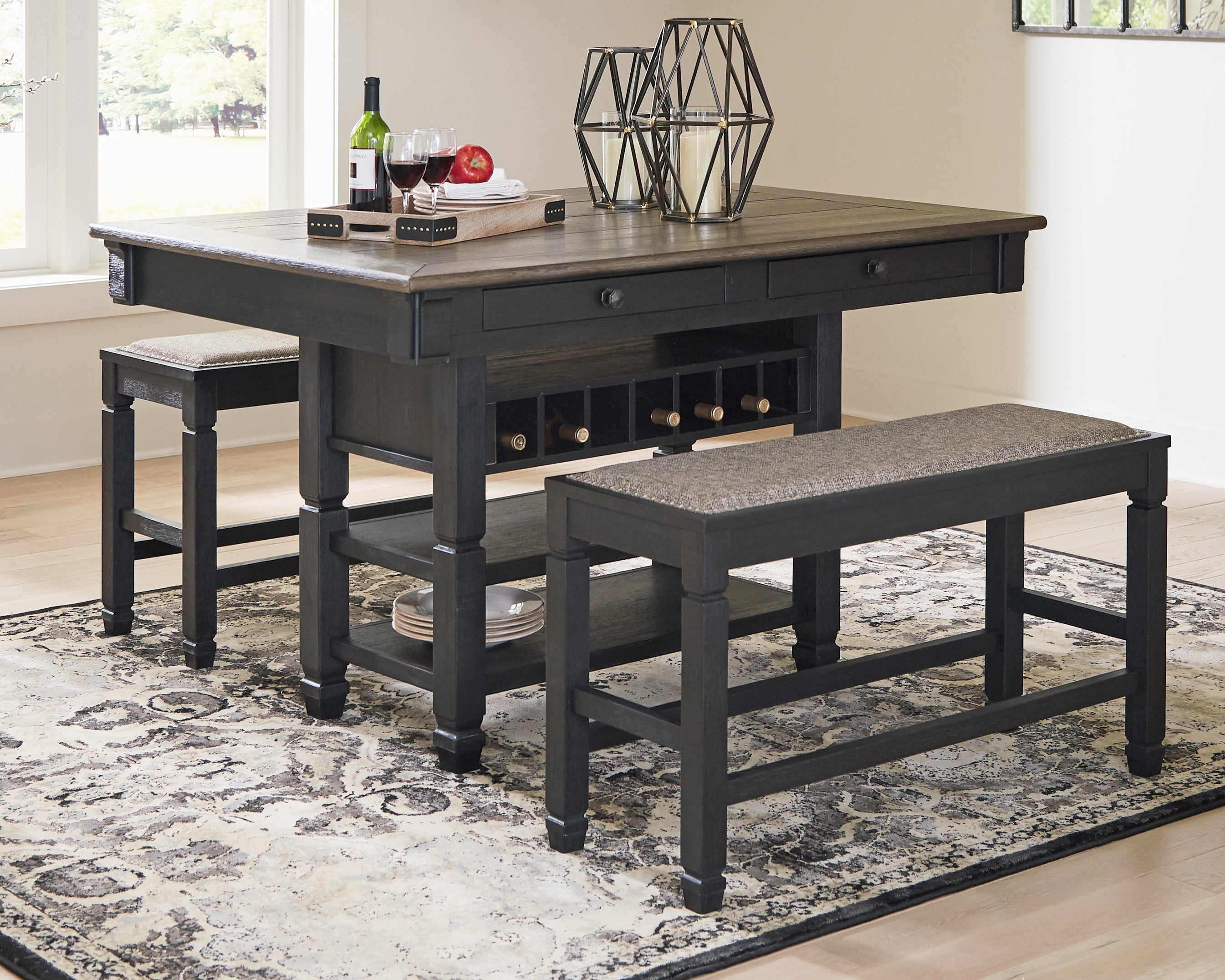 Best Furniture Outlet - Ashley Furniture - Tyler Creek Dining Room - RECT Dining Room Counter Table / Black/Gray - D736-32