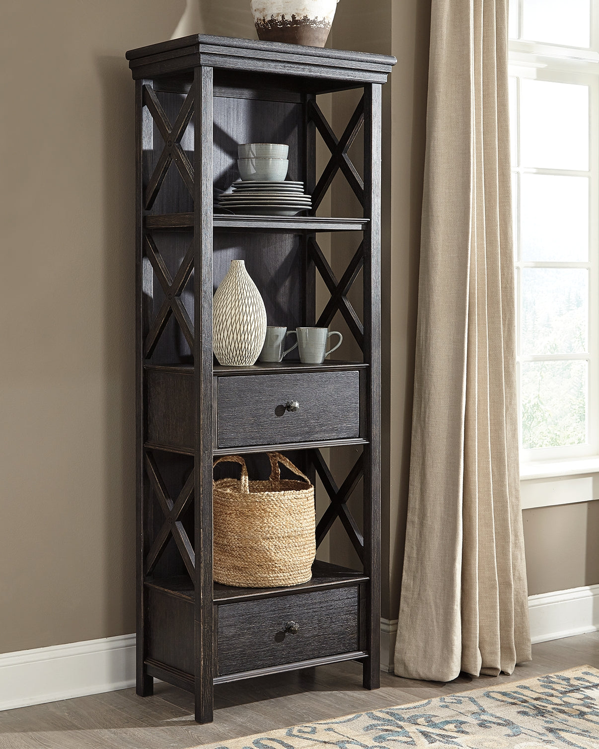 Best Furniture Outlet - Ashley Furniture - Tyler Creek Dining Room - Display Cabinet / Black/Gray - D736-76