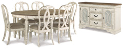 Best Furniture Outlet - Ashley Furniture - Realyn Dining Room - Dining Table and 6 Chairs with Server / Chipped White - D743D16