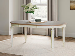 Best Furniture Outlet - Ashley Furniture - Realyn Dining Room - Oval Dining Room EXT Table / Chipped White - D743-35