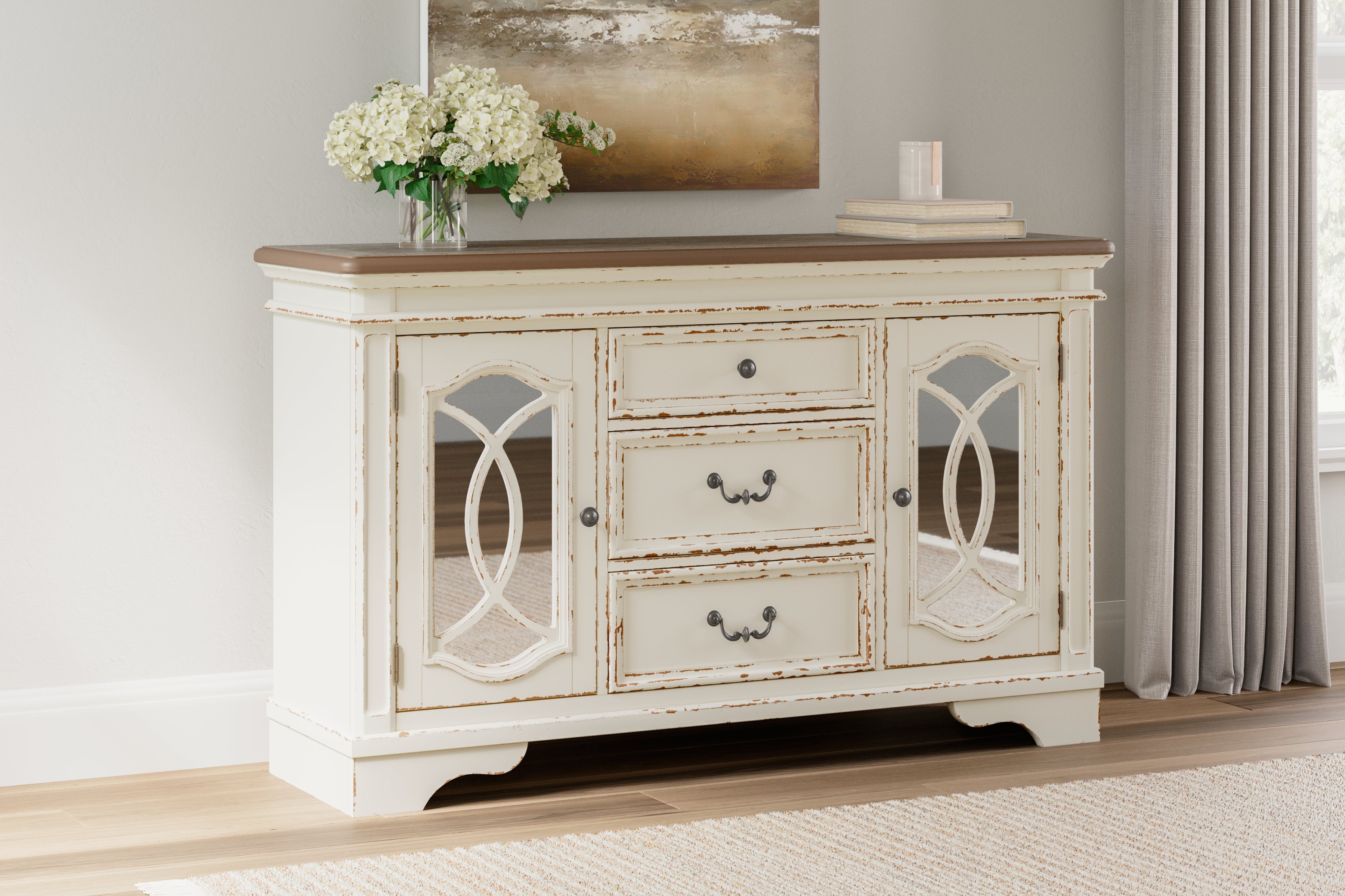 Best Furniture Outlet - Ashley Furniture - Realyn Dining Room - Dining Room Server / Chipped White - D743-60