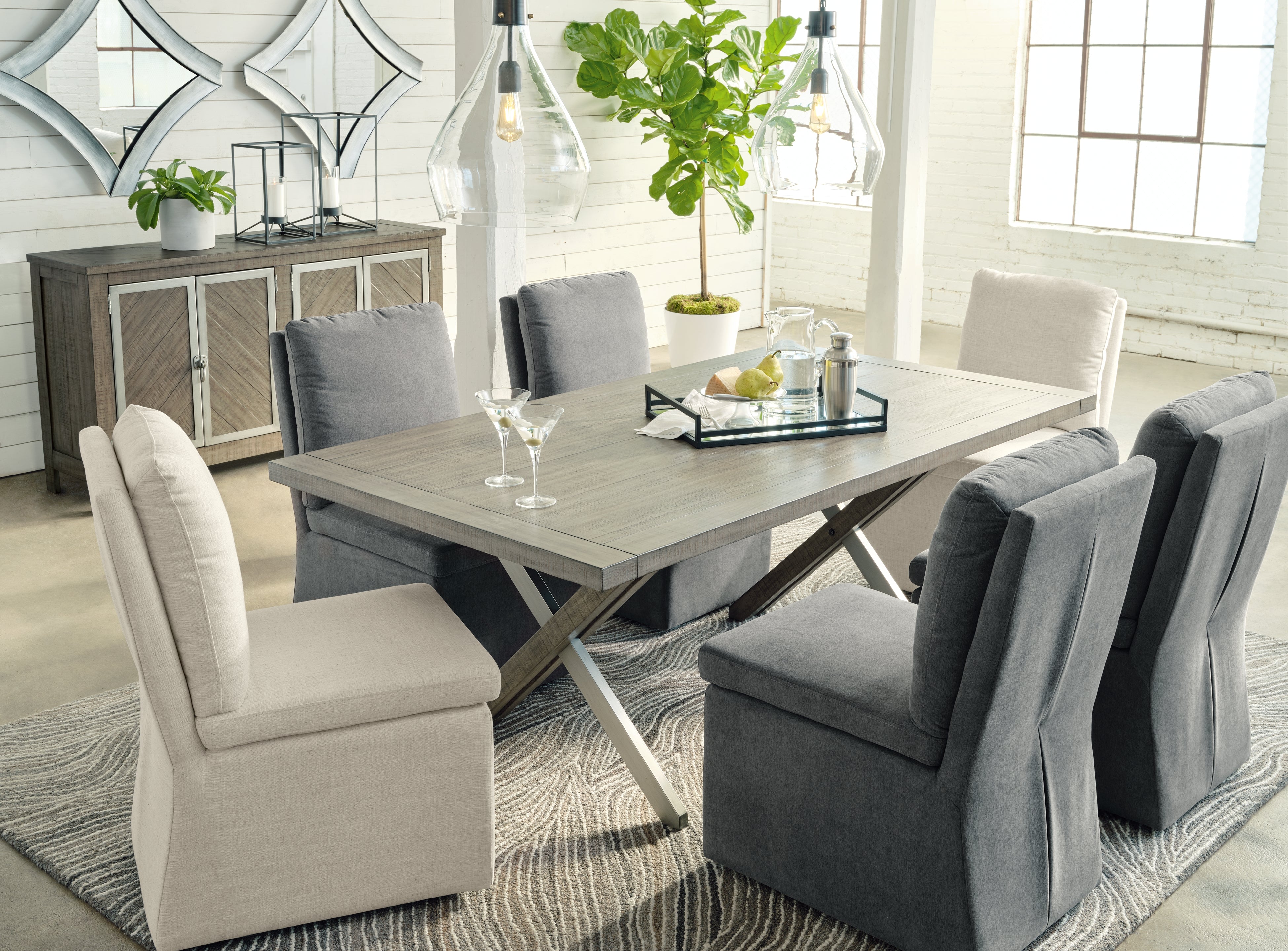 Best Furniture Outlet - Ashley Furniture - Krystanza Dining Room - Rectangular Dining Room Table / Weathered Gray - D766-25