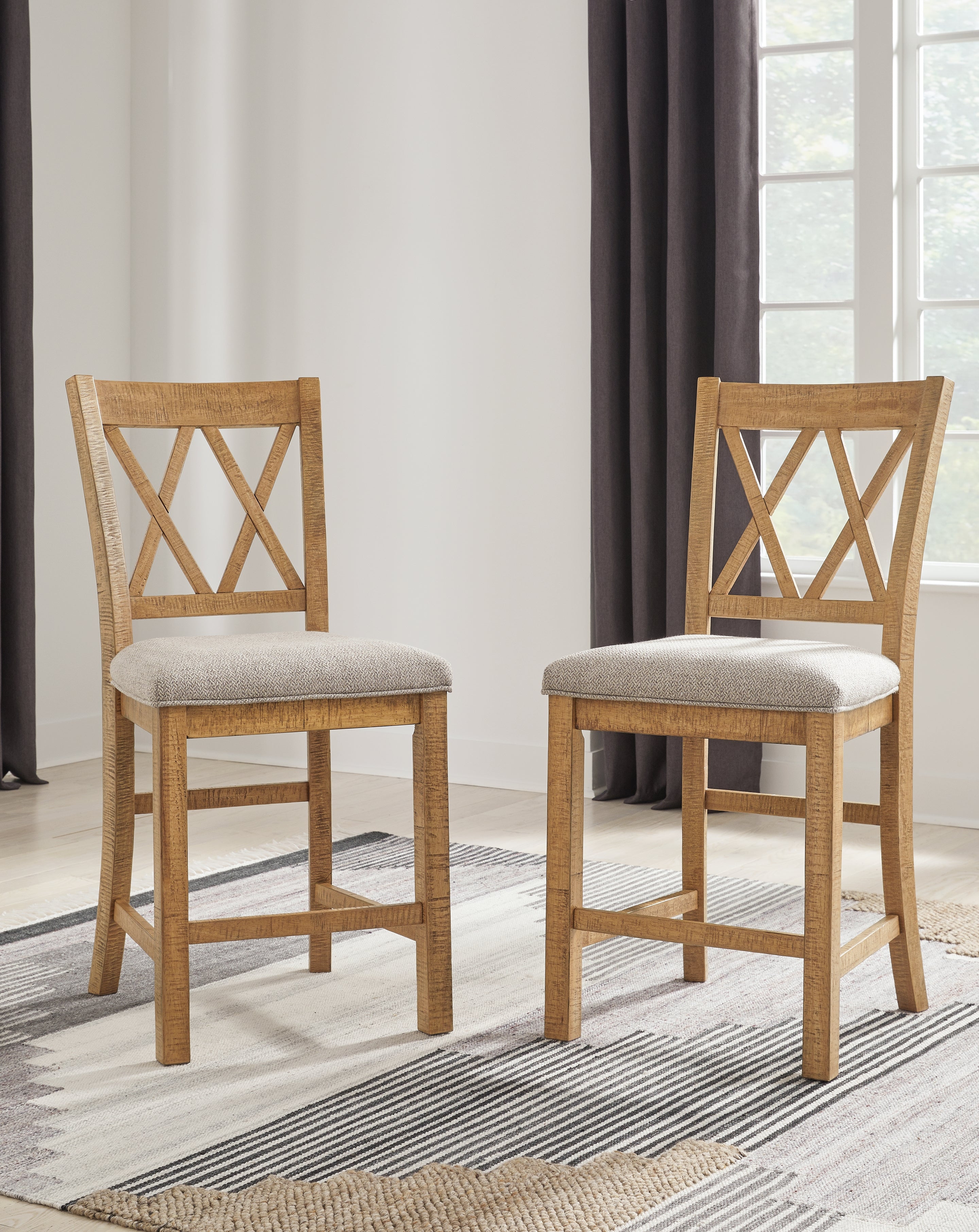 Best Furniture Outlet - Ashley Furniture - Havonplane Dining Room - Barstool (Set of 2) / Brown - D773-124X2