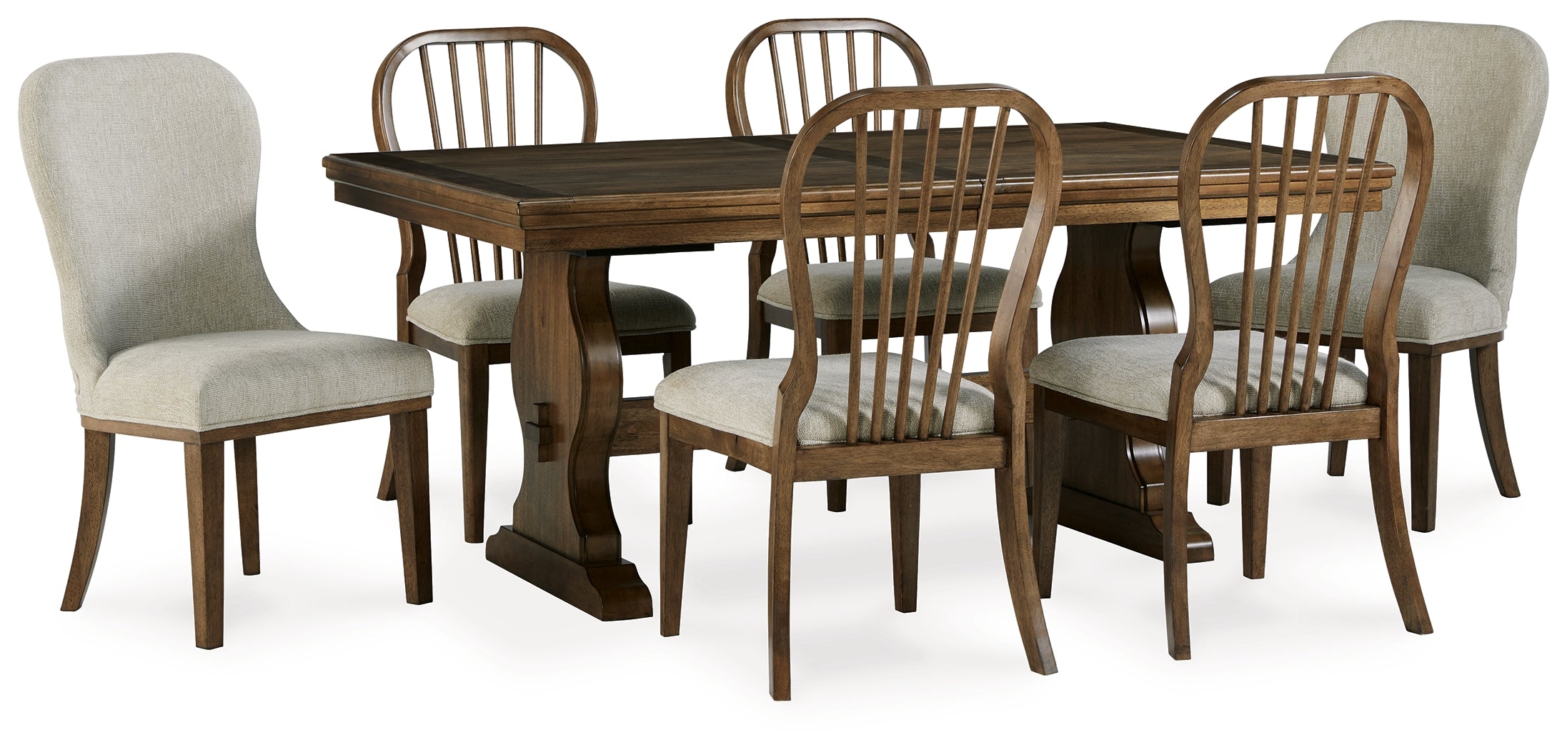 Best Furniture Outlet - Ashley Furniture - Sturlayne Dining Room - Dining Table and 6 Chairs / Brown - D787D7