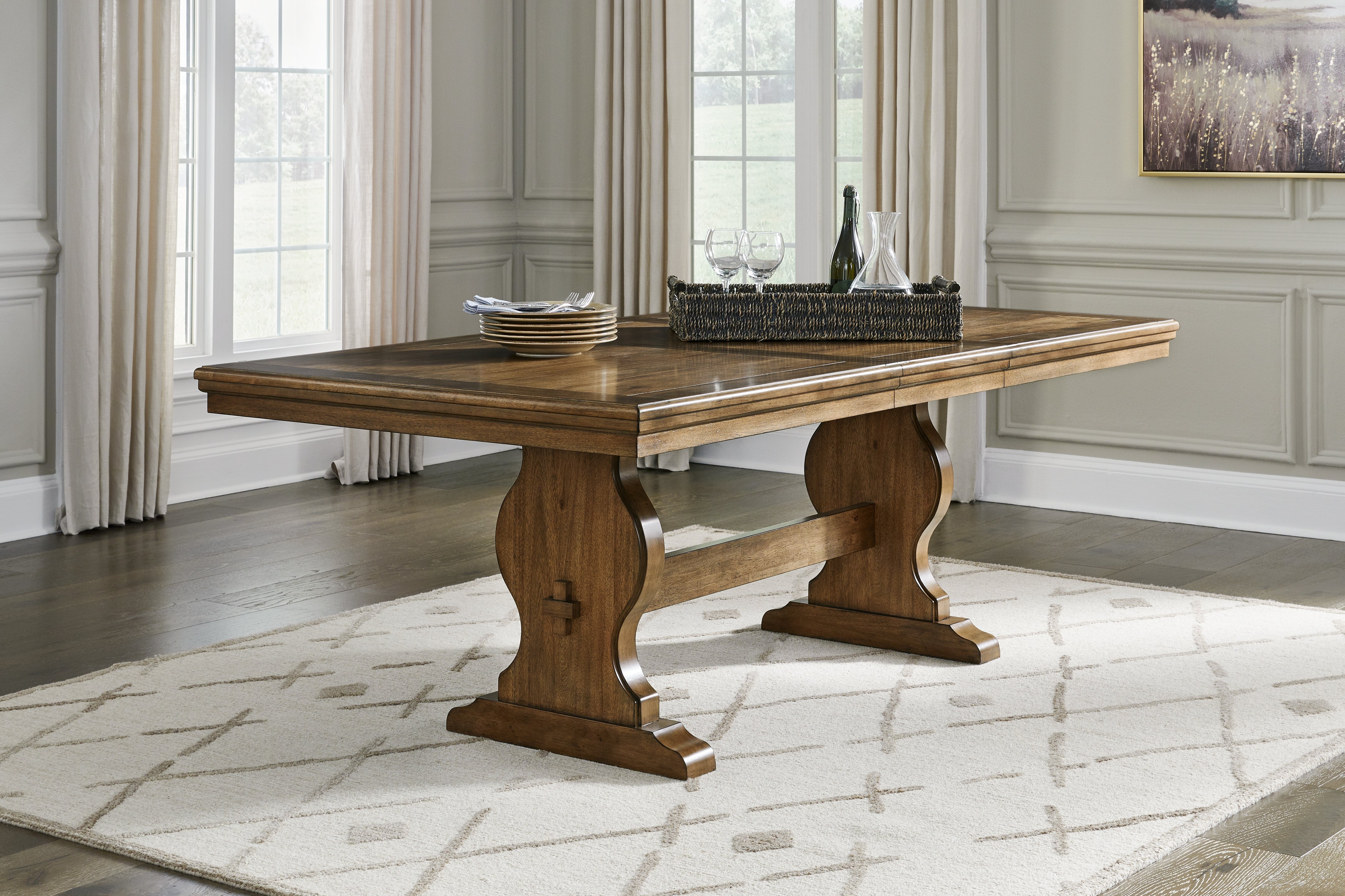 Best Furniture Outlet - Ashley Furniture - Sturlayne Dining Room - RECT Dining Room EXT Table / Brown - D787-35