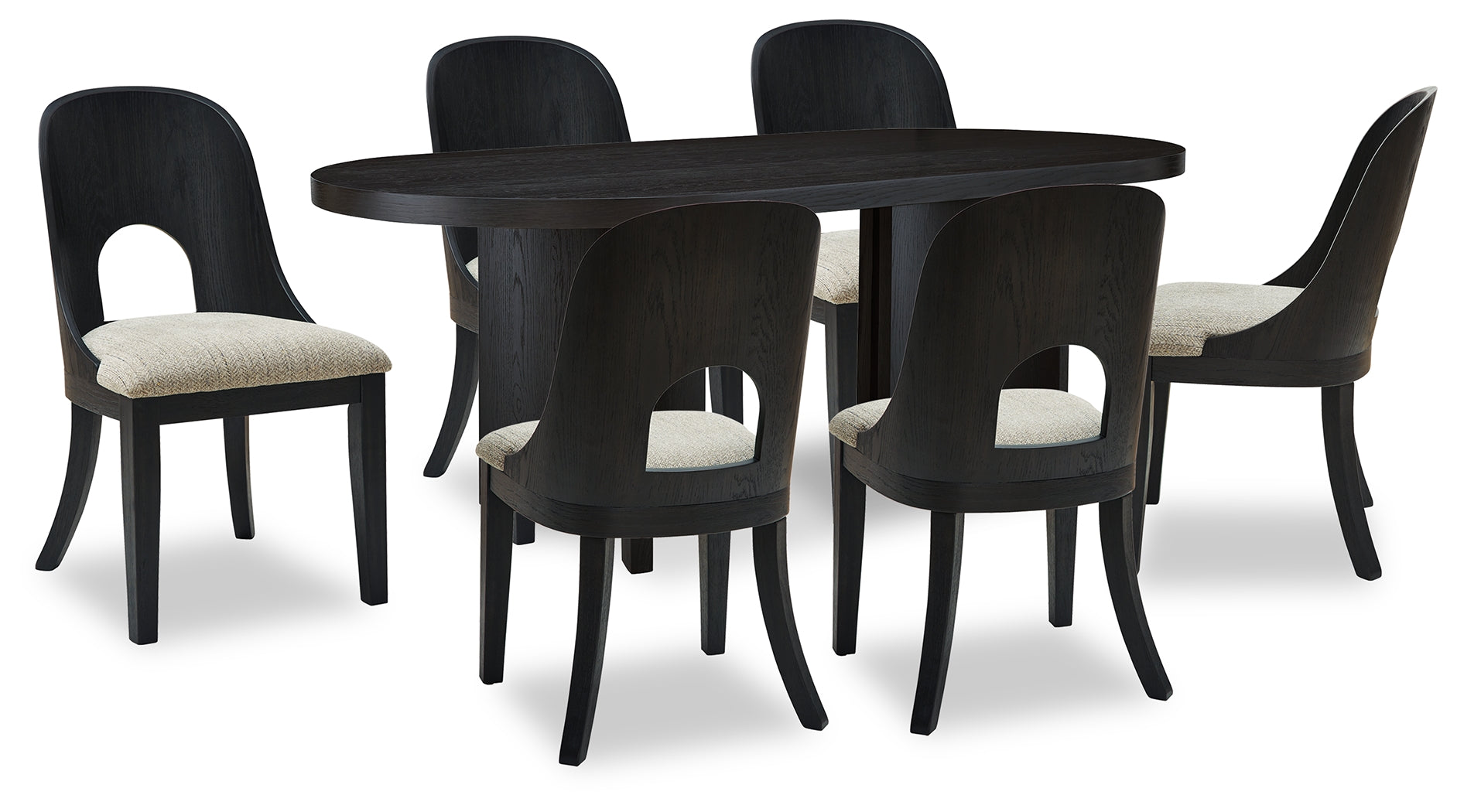 Best Furniture Outlet - Ashley Furniture - Rowanbeck Dining Room - Dining Table and 6 Chairs / Black - D821D4