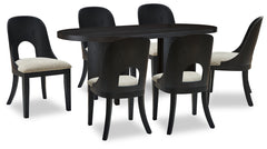 Best Furniture Outlet - Ashley Furniture - Rowanbeck Dining Room - Dining Table and 6 Chairs / Black - D821D4