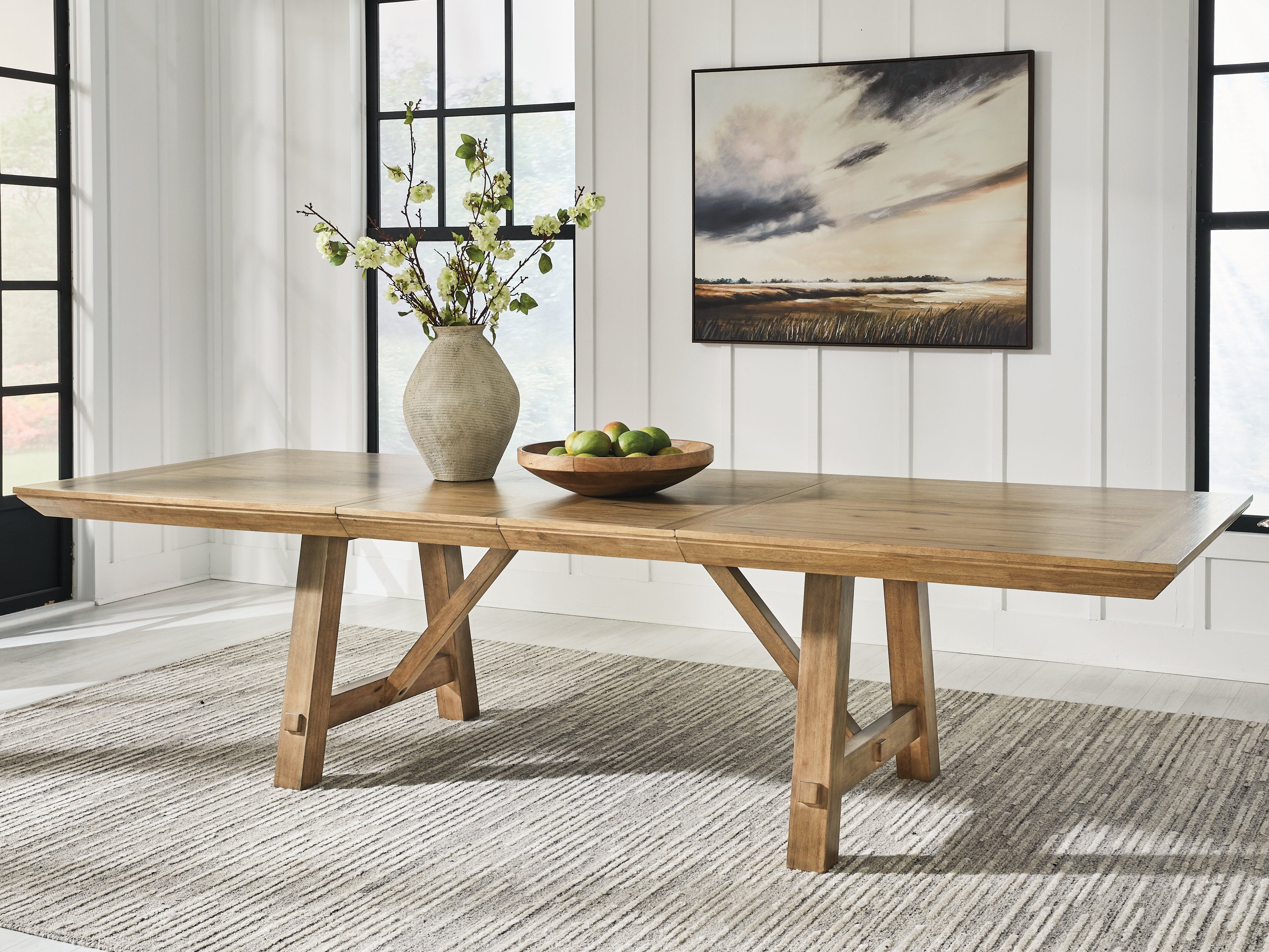 Best Furniture Outlet - Ashley Furniture - Ridgester Dining Room - RECT Dining Room EXT Table / Light Brown - D858-45