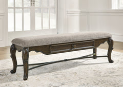 Best Furniture Outlet - Ashley Furniture - Maylee Dining Room - Upholstered Storage Bench / Dark Brown - D947-00