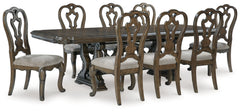 Best Furniture Outlet - Ashley Furniture - Maylee Dining Room - Dining Table and 8 Chairs / Dark Brown - D947D9