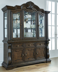 Best Furniture Outlet - Ashley Furniture - Maylee Dining Room - Dining Buffet and Hutch / Dark Brown - D947D1