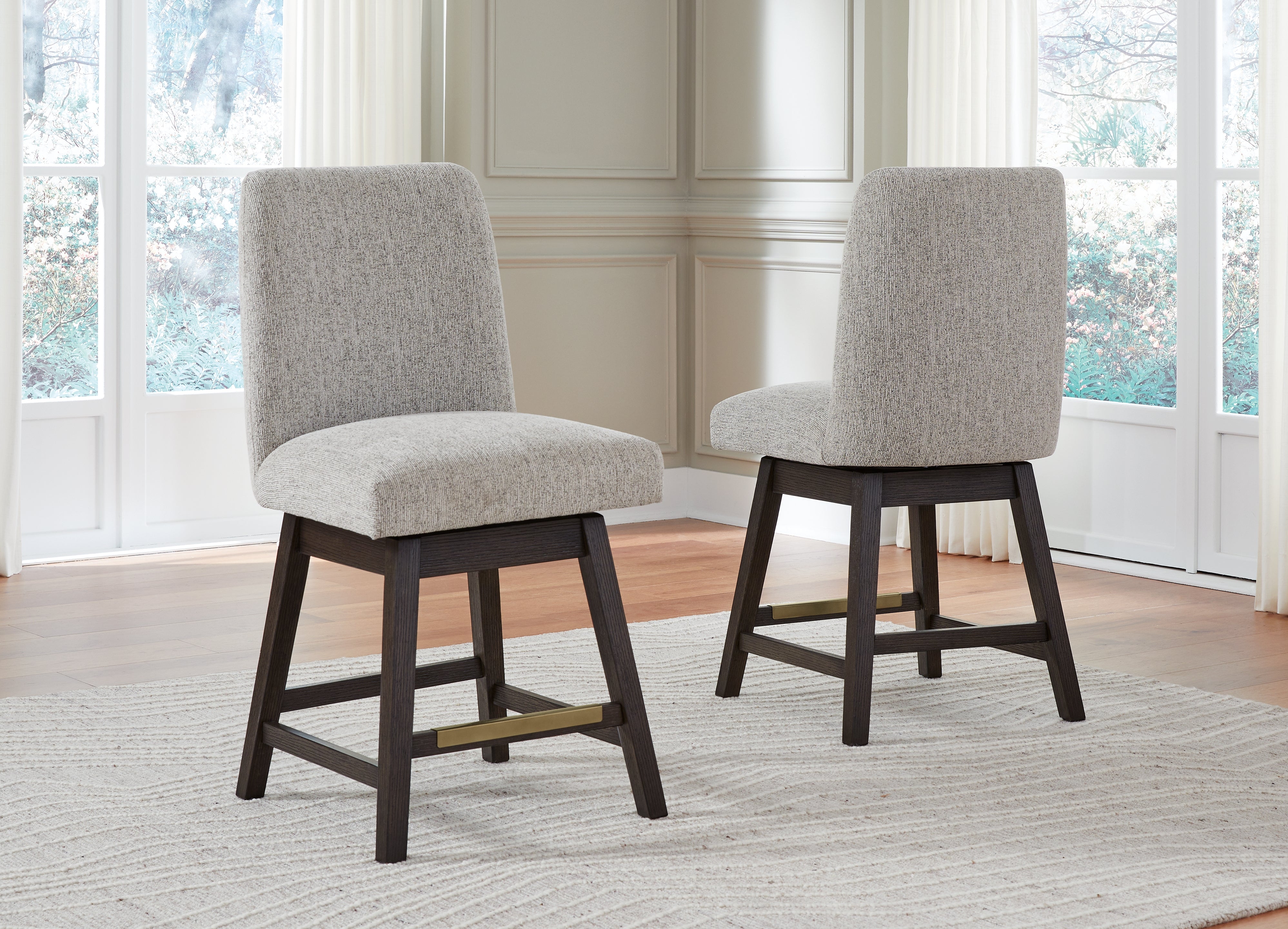 Best Furniture Outlet - Ashley Furniture - Burkhaus Dining Room - Counter Height Barstool (Set of 2) / Dark Brown - D984-124X2