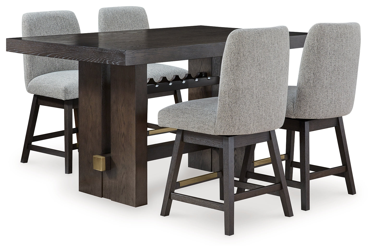 Best Furniture Outlet - Ashley Furniture - Burkhaus Dining Room - Counter Height Dining Table and 4 Barstools / Dark Brown - D984D5