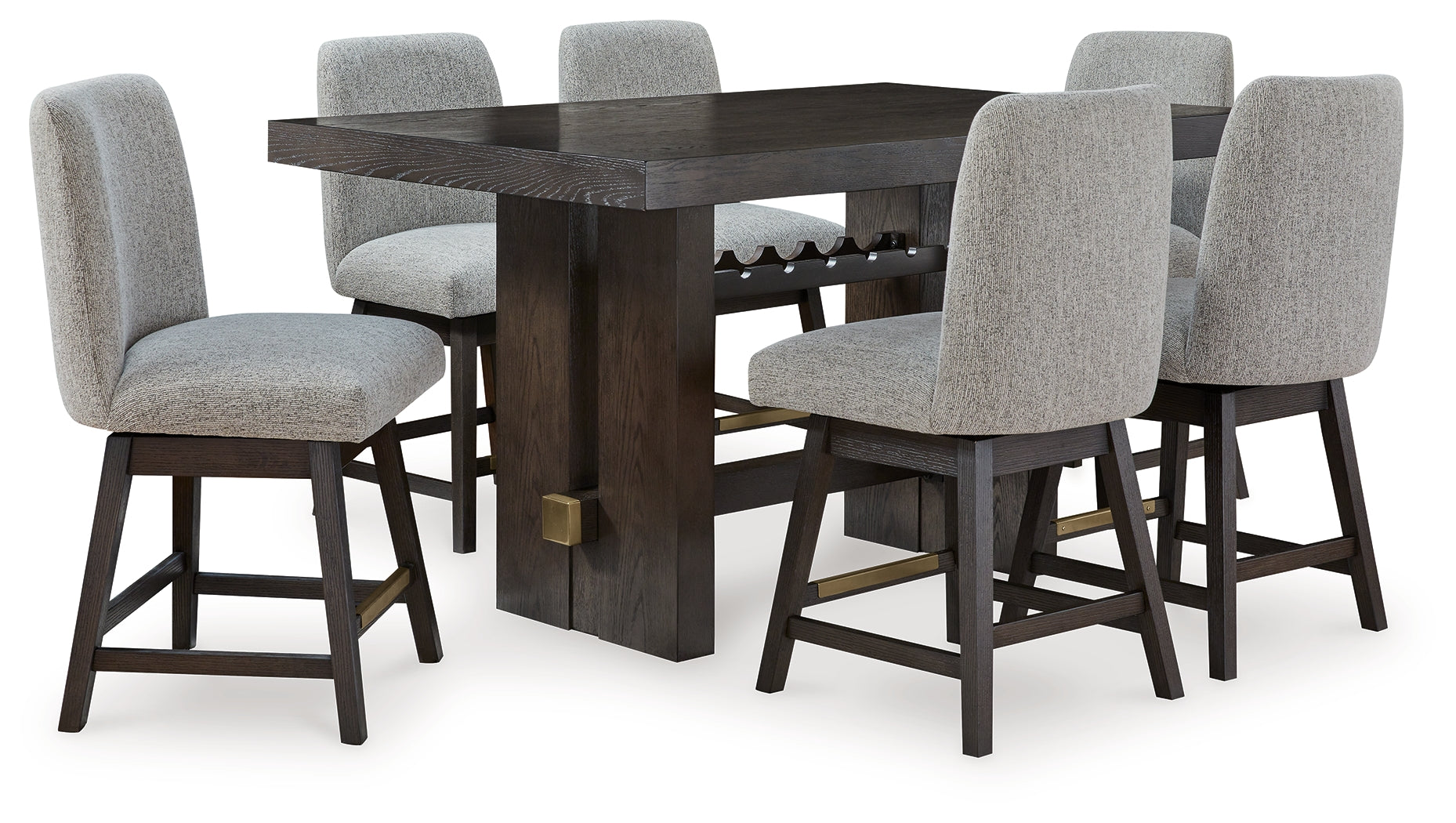 Best Furniture Outlet - Ashley Furniture - Burkhaus Dining Room - Counter Height Dining Table and 6 Barstools / Dark Brown - D984D6