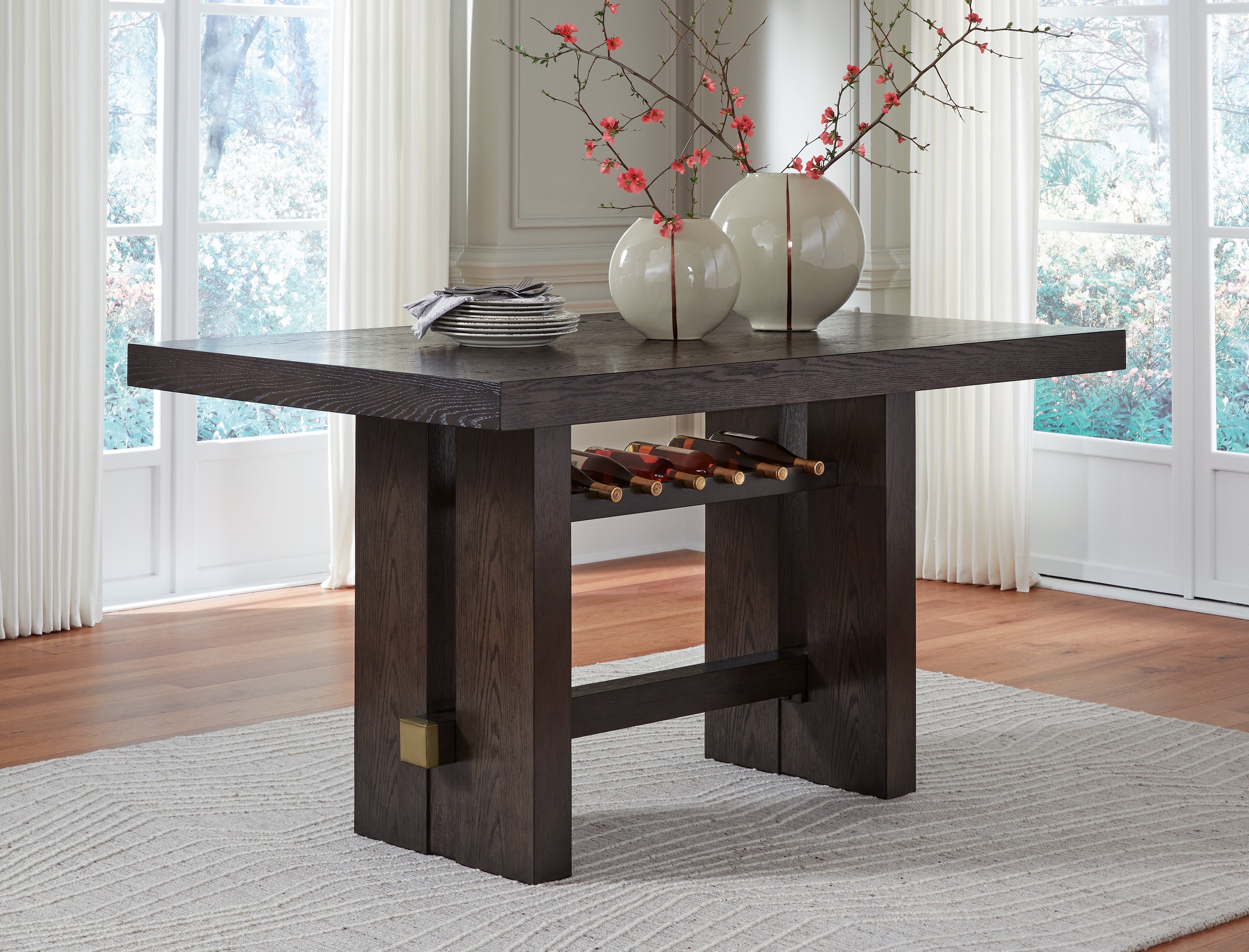 Best Furniture Outlet - Ashley Furniture - Burkhaus Dining Room - RECT Dining Room Counter Table / Dark Brown - D984-32