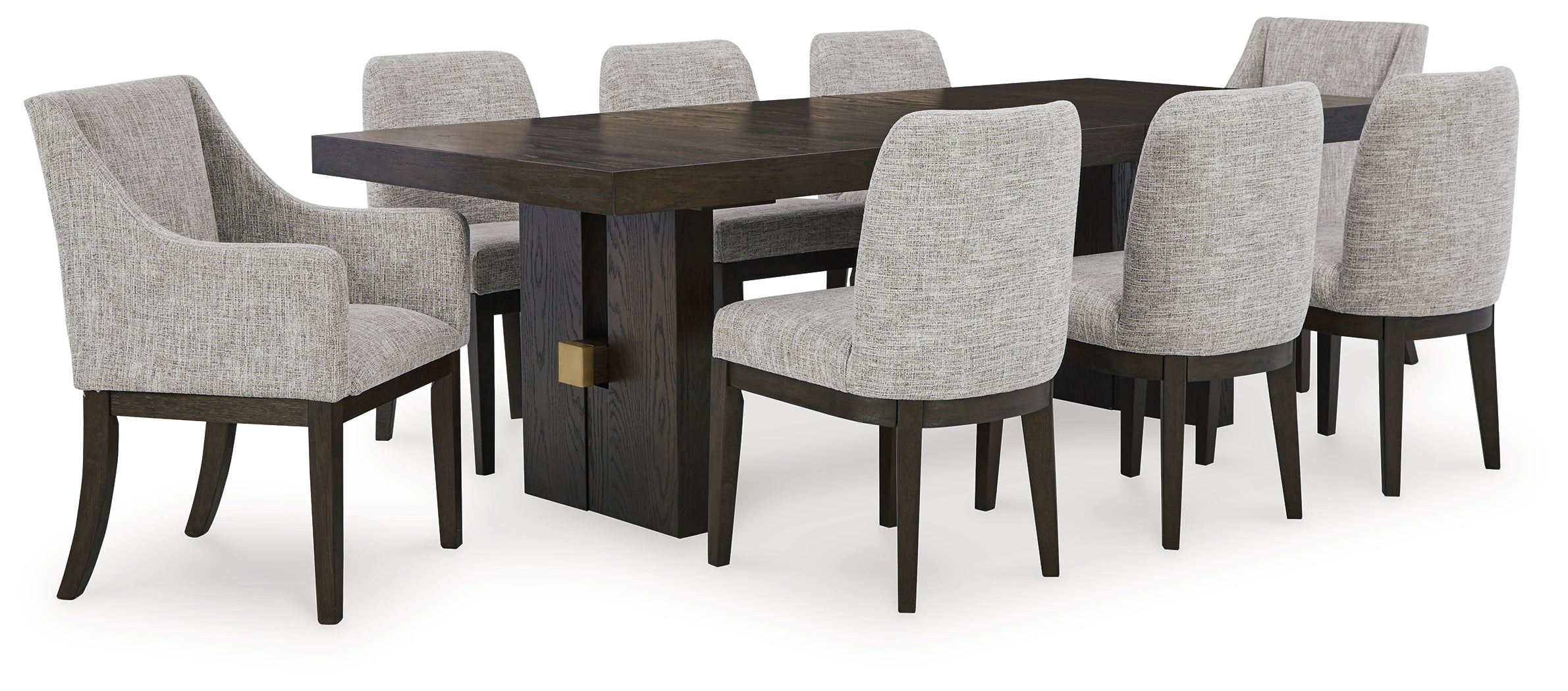 Best Furniture Outlet - Ashley Furniture - Burkhaus Dining Room - Dining Table and 8 Chairs / Dark Brown - D984D7