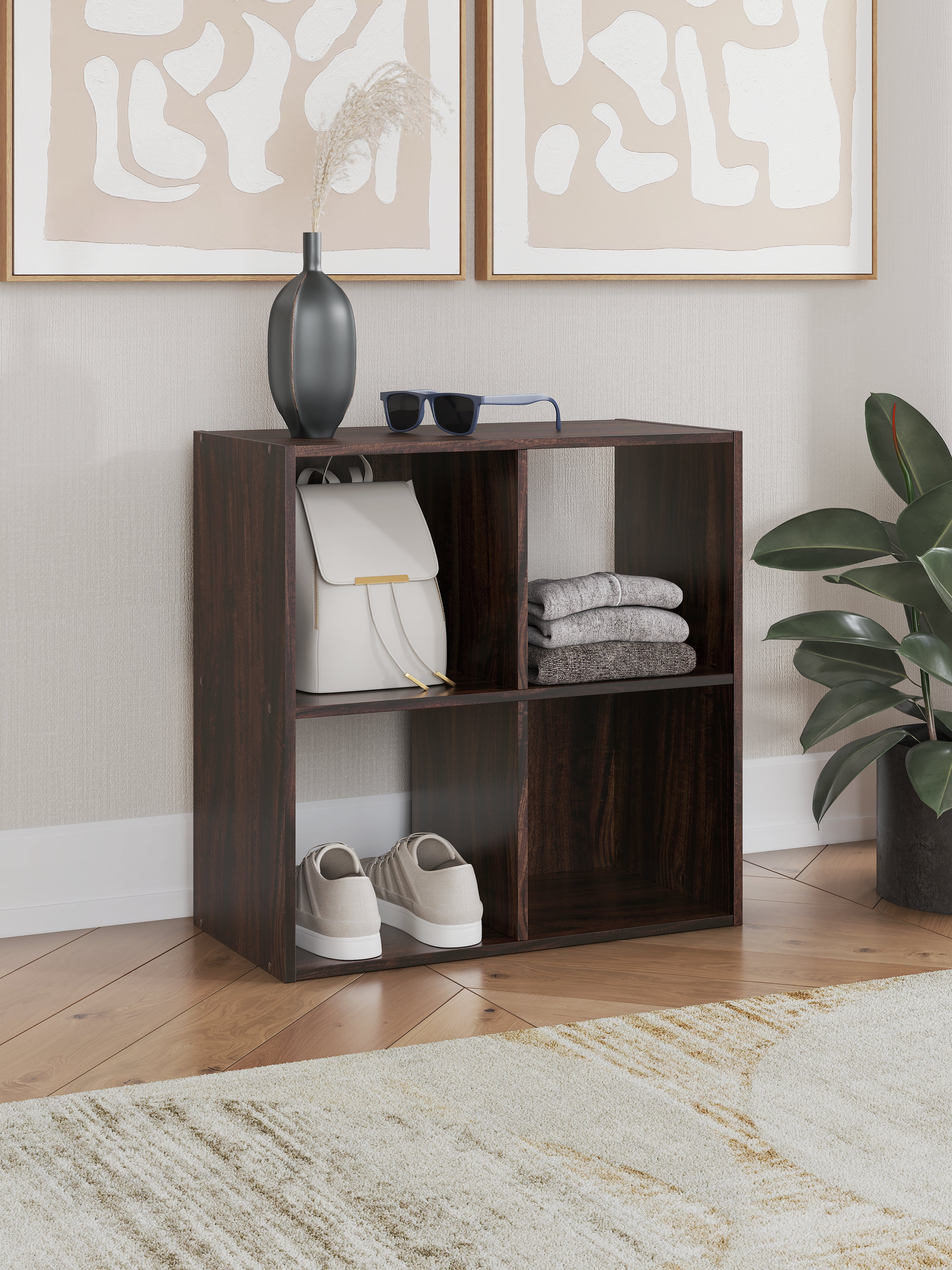 Best Furniture Outlet - Ashley Furniture - Glosmount Four Cube Organizer - Four Cube Organizer / Cherry/Light Brown - EA1055-2X2