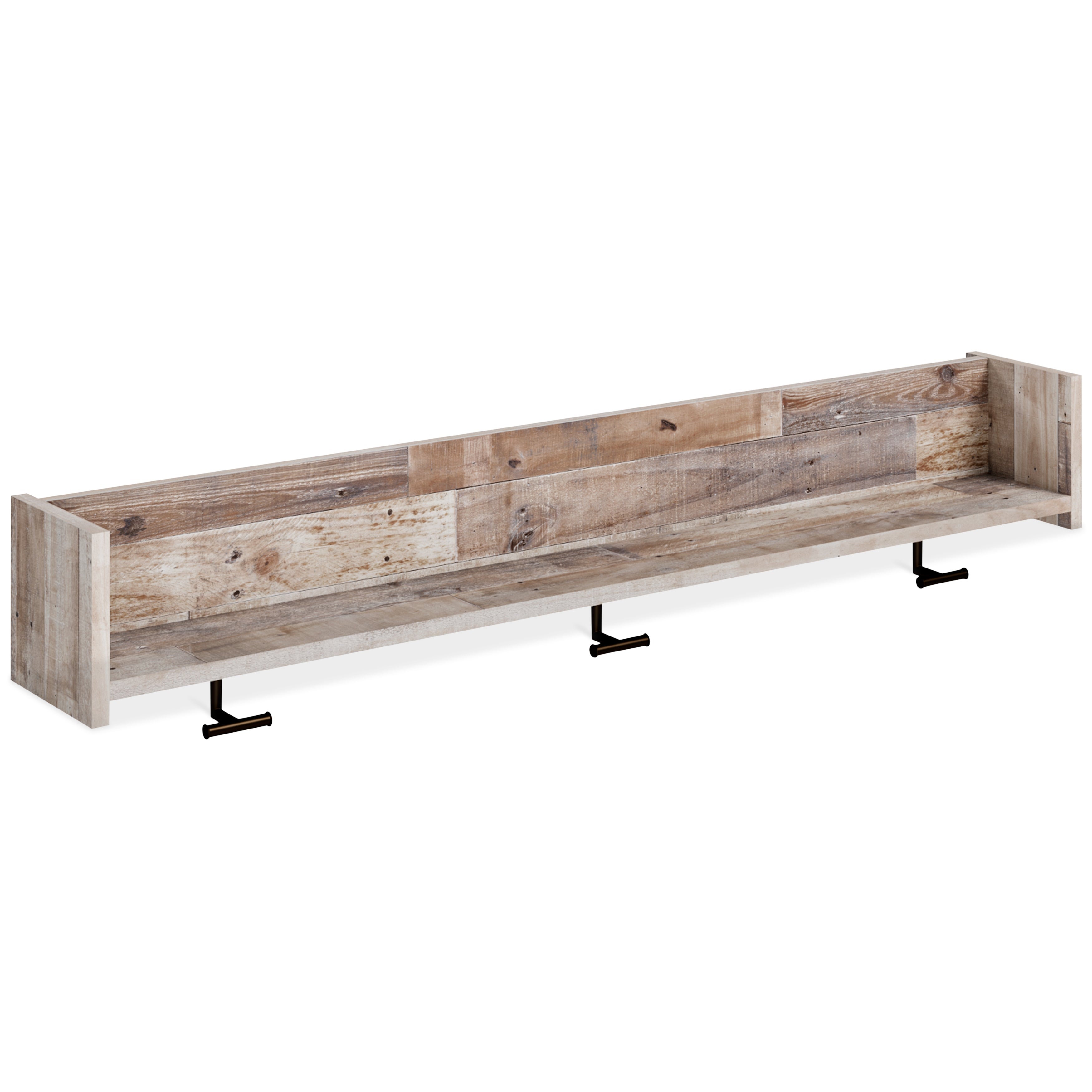 Best Furniture Outlet - Ashley Furniture - Neilsville Wall Decor - Wall Mounted Coat Rack w/Shelf / Whitewash - EA2320-151