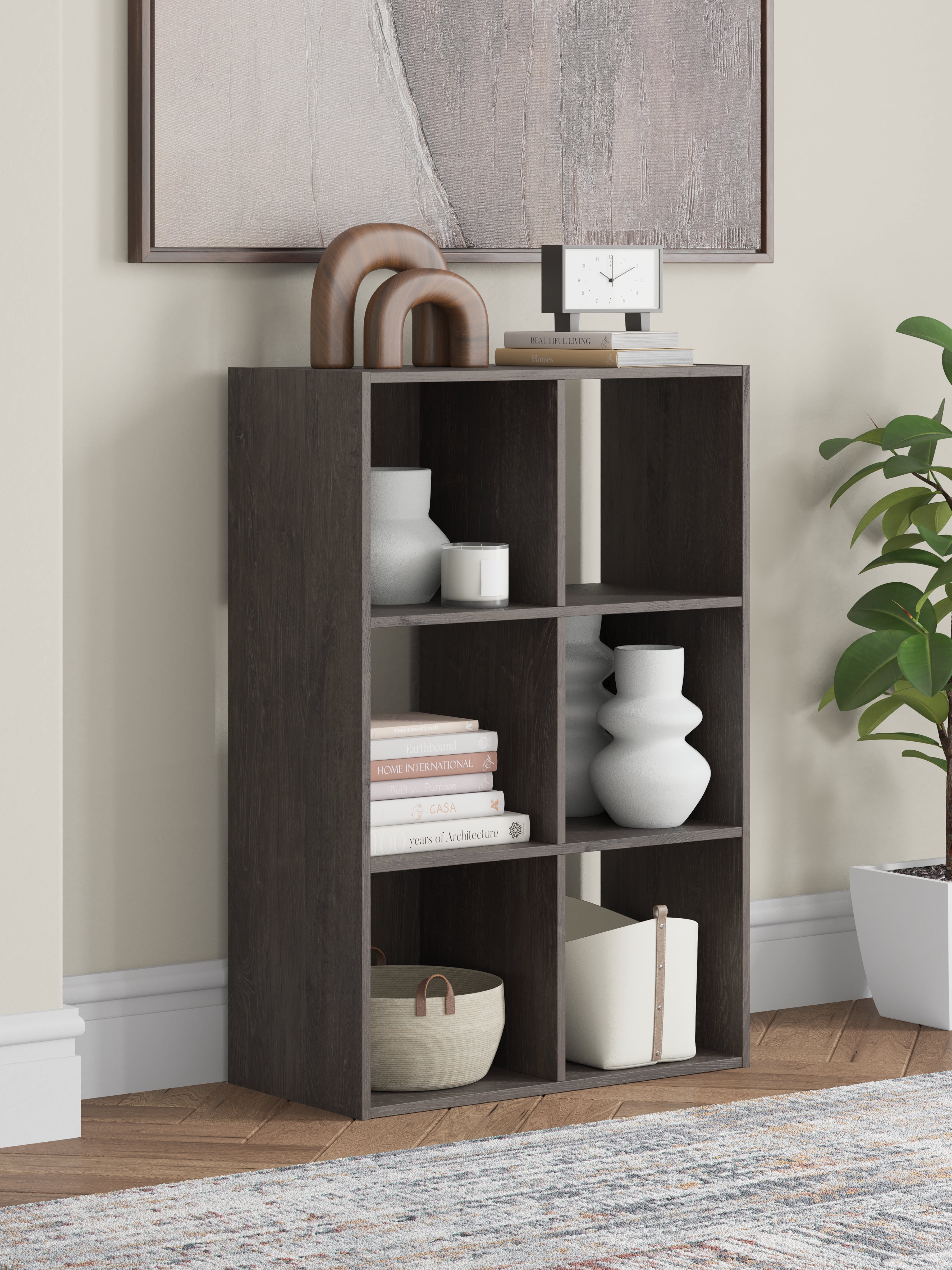 Best Furniture Outlet - Ashley Furniture - Piperton Six Cube Organizer - Six Cube Organizer / Charcoal - EA5514-3X2