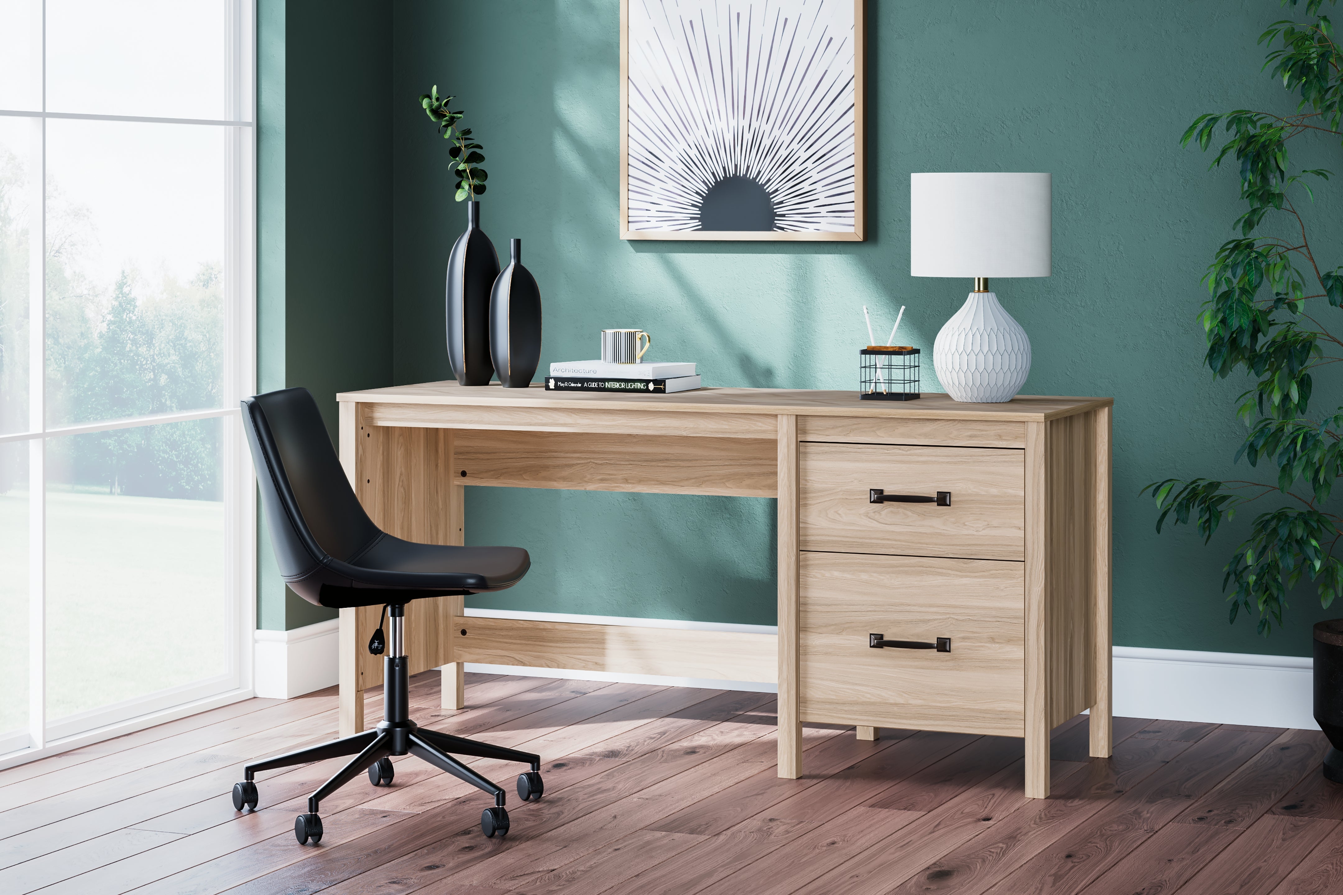 Best Furniture Outlet - Ashley Furniture - Battelle Office Desk - Home Office Desk / Tan - H3929-134