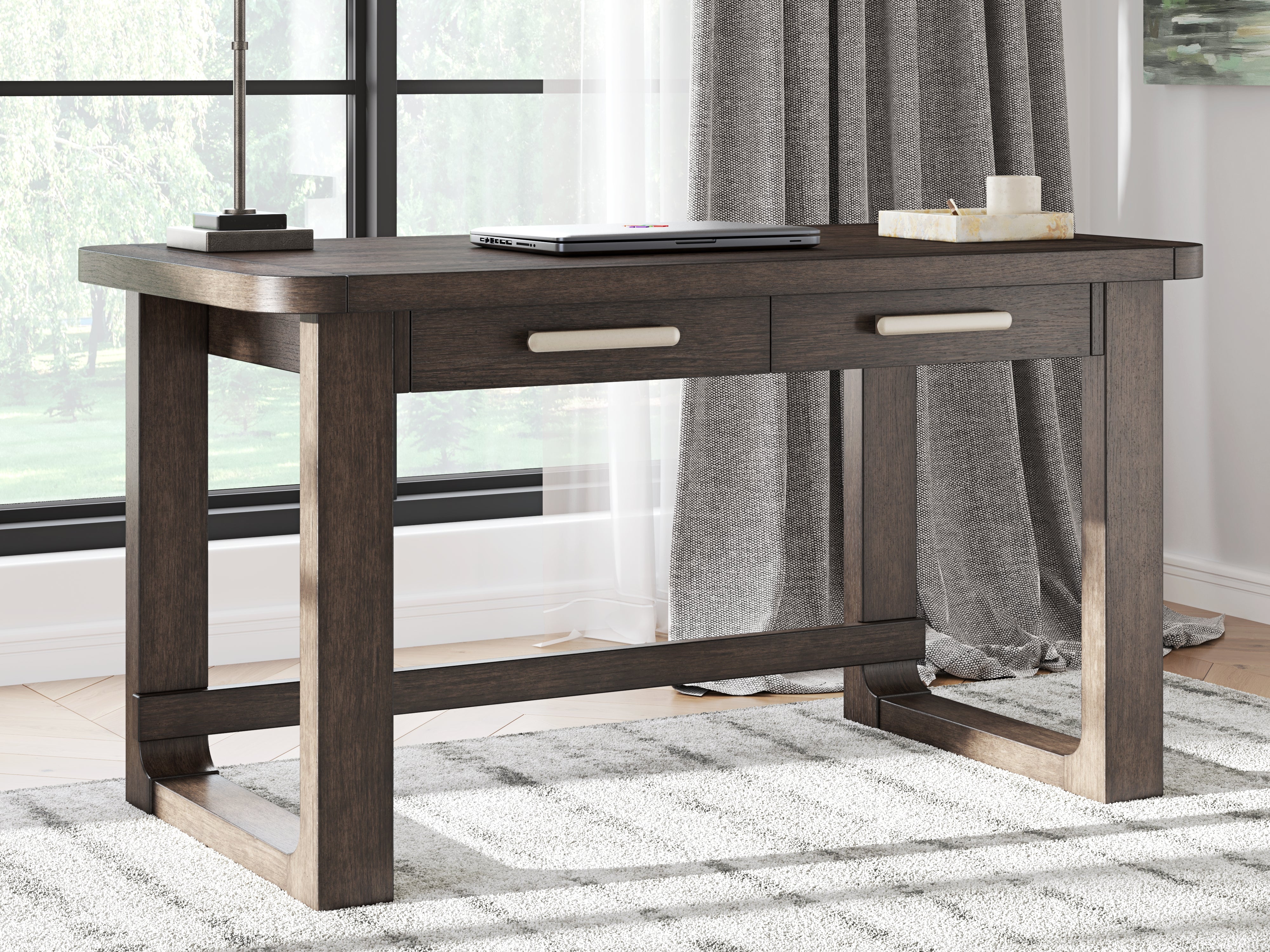 Best Furniture Outlet - Ashley Furniture - Breckington Office Desk - Home Office Desk / Dark Brown - H556-44