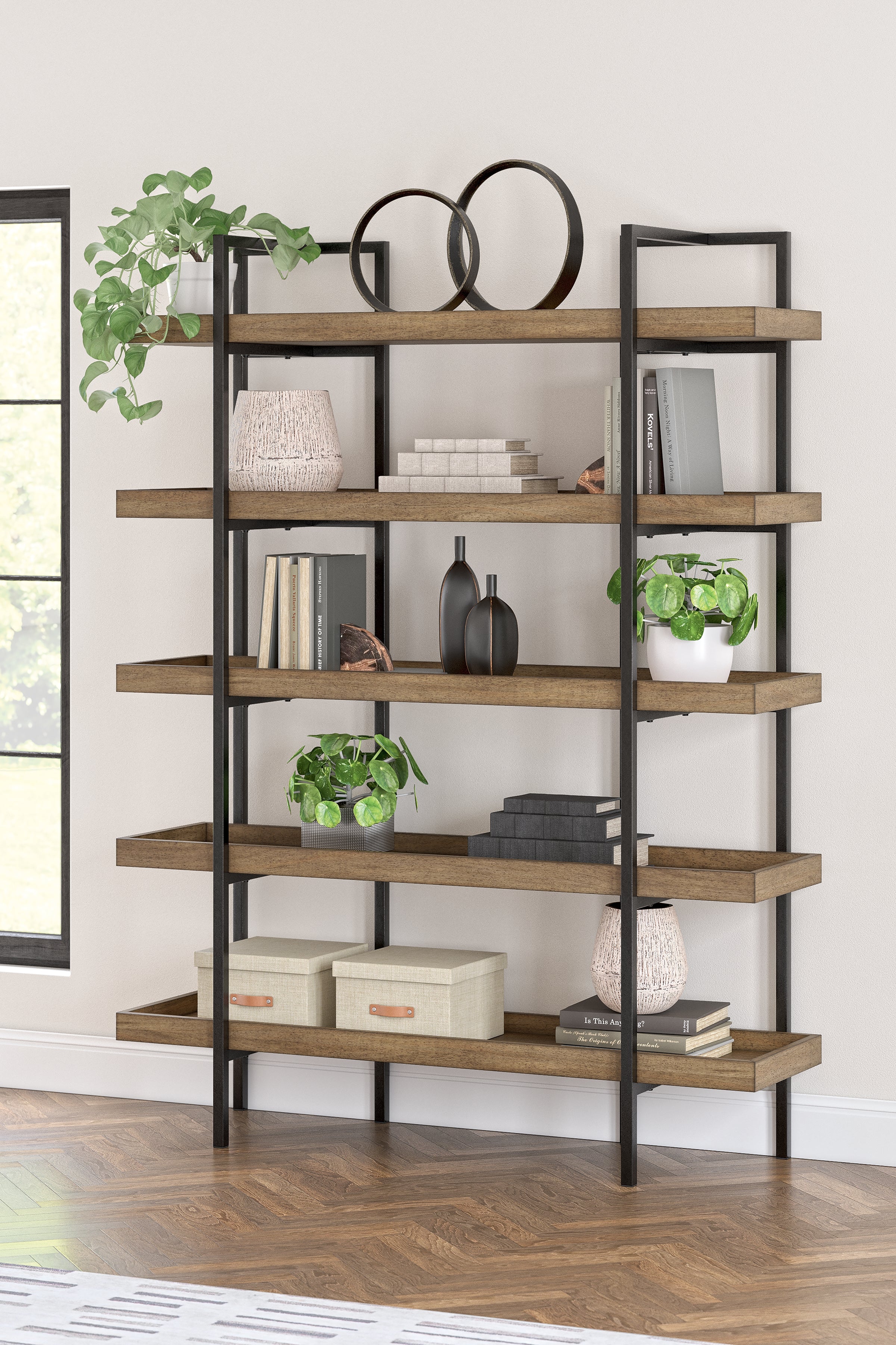 Best Furniture Outlet - Ashley Furniture - Montia Bookcase - Bookcase / Light Brown - H632-70