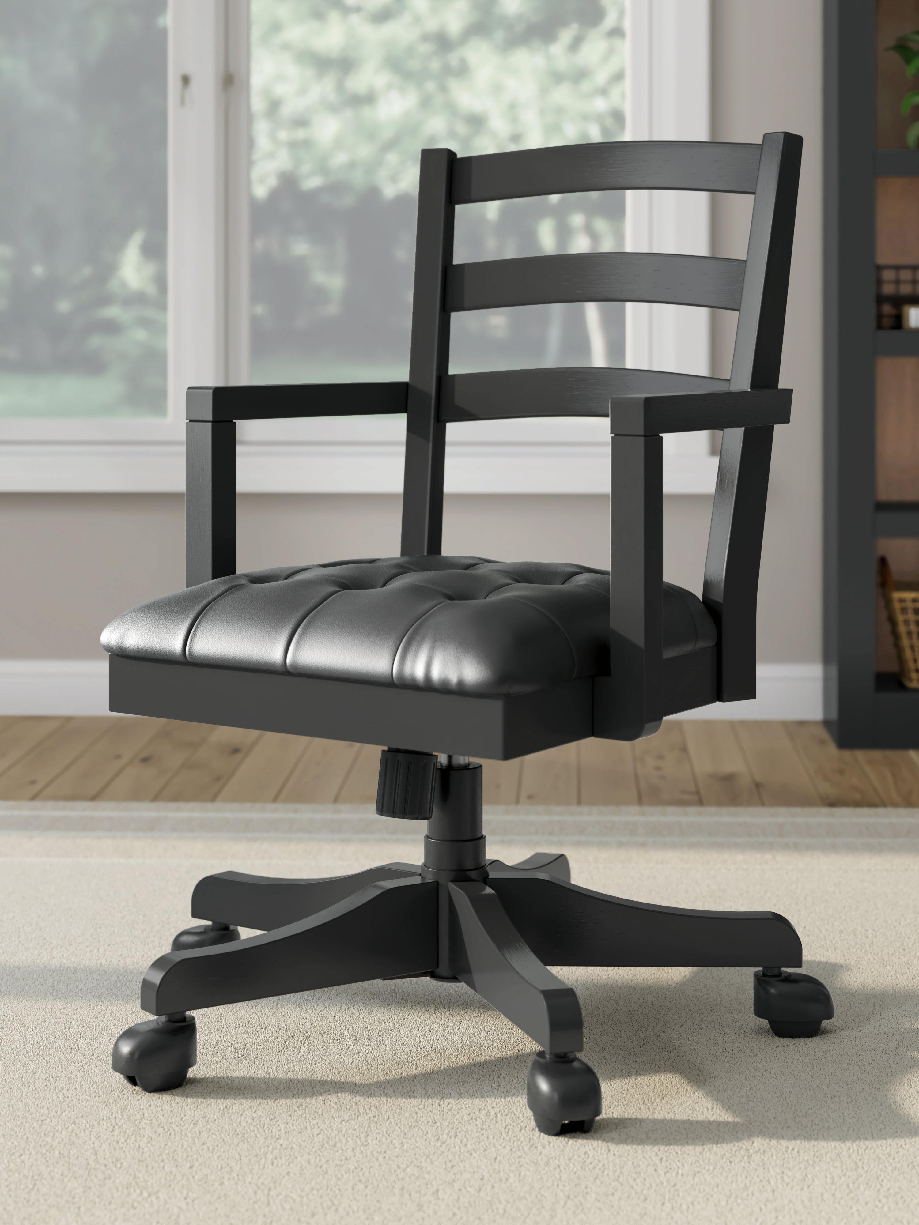 Best Furniture Outlet - Ashley Furniture - Wildenauer Home Office Desk Chair - Home Office Swivel Desk Chair / Black - H664-01A