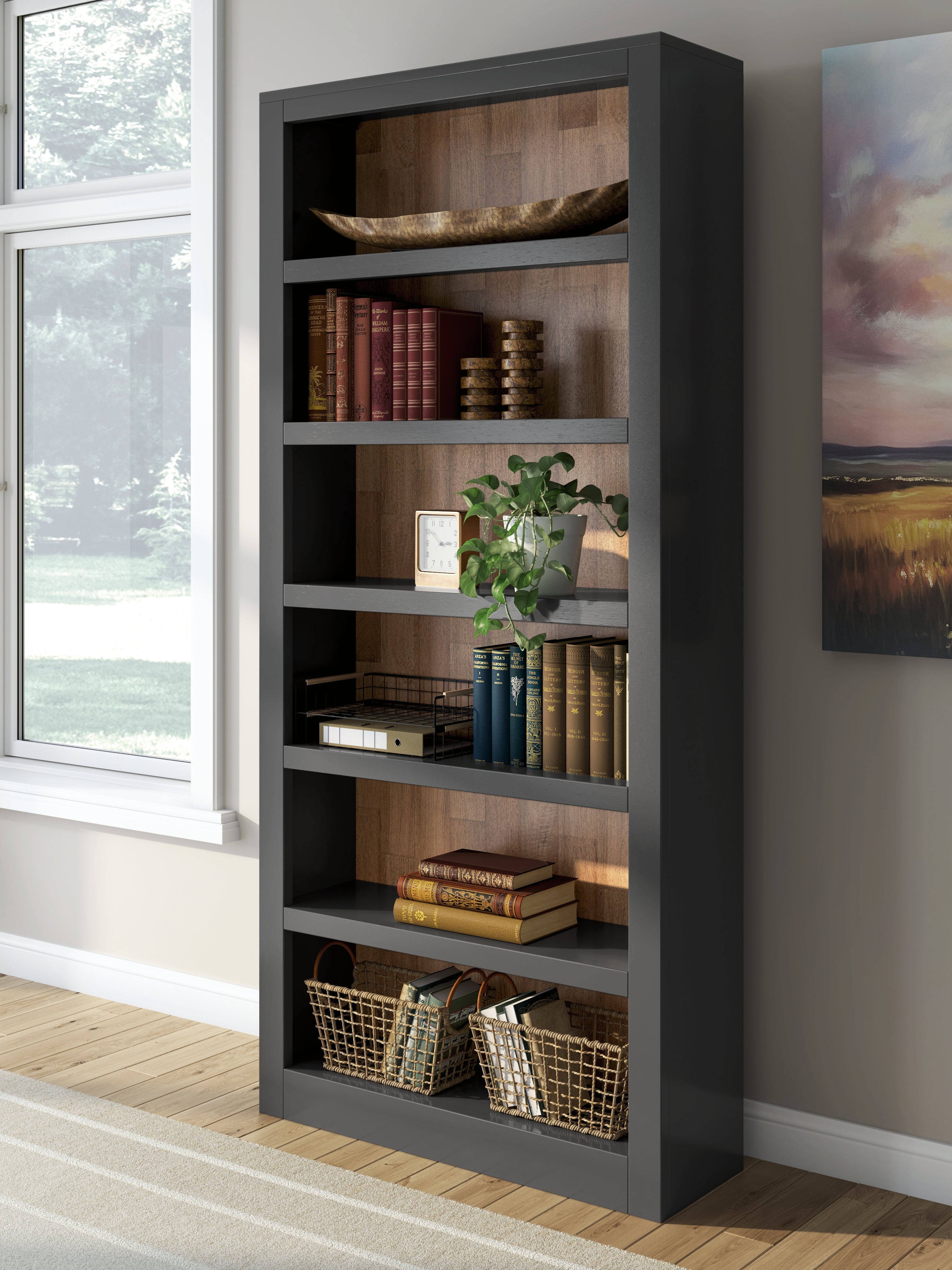 Best Furniture Outlet - Ashley Furniture - Wildenauer Bookcase - Bookcase / Brown/Black - H664-70