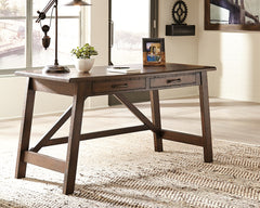 Best Furniture Outlet - Ashley Furniture - Baldridge Office Desk - Home Office Large Leg Desk / Rustic Brown - H675-44