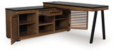 Best Furniture Outlet - Ashley Furniture - Kallari Office Desk - Credenza with Desk Return / Warm Brown/Black - H737H1