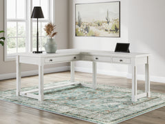 Best Furniture Outlet - Ashley Furniture - Robbinsdale Office Desk - L-Shaped Home Office Desk / Antique White - H742H1