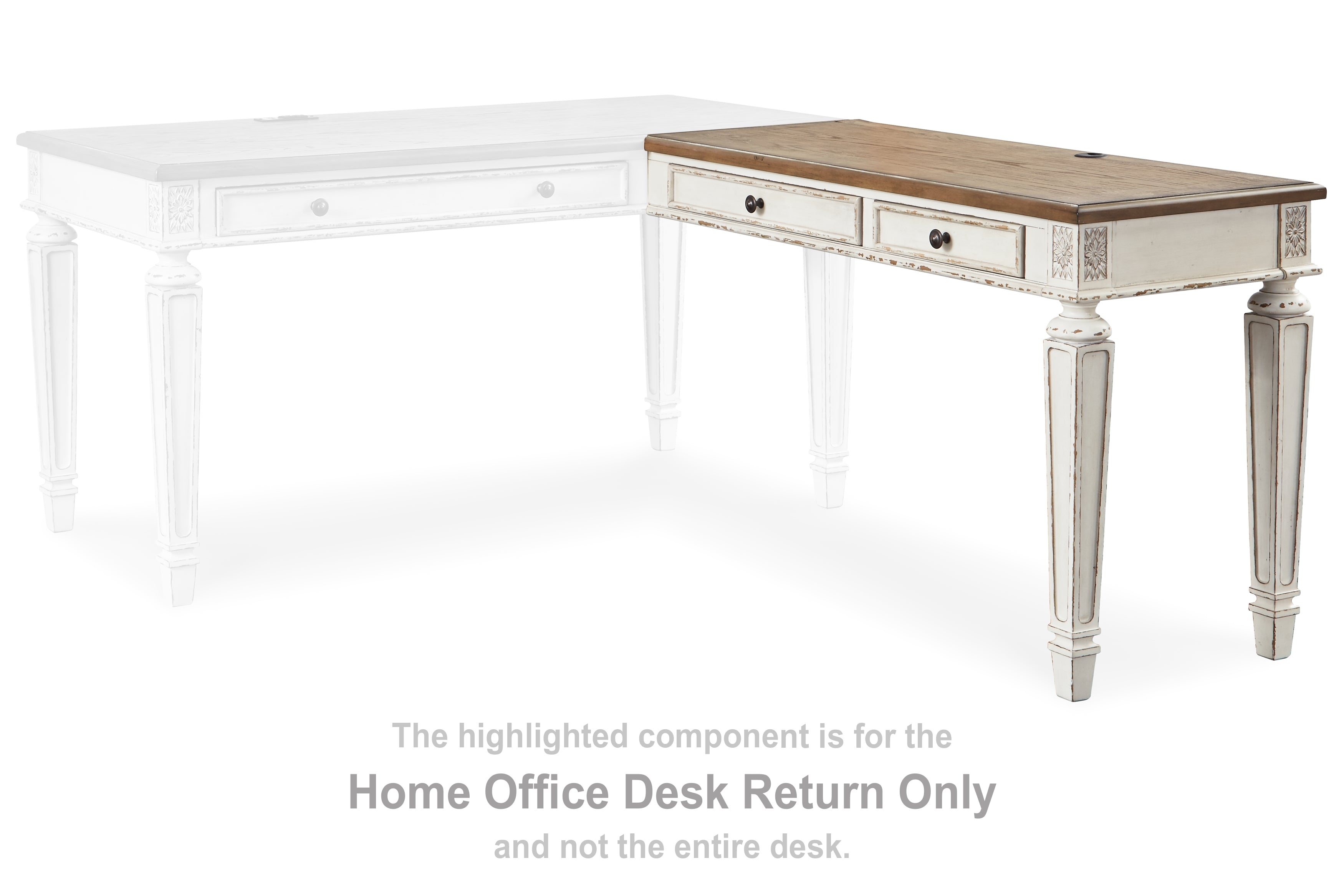 Best Furniture Outlet - Ashley Furniture - Realyn Office Desk - Home Office Desk Return / White/Brown - H743-34R