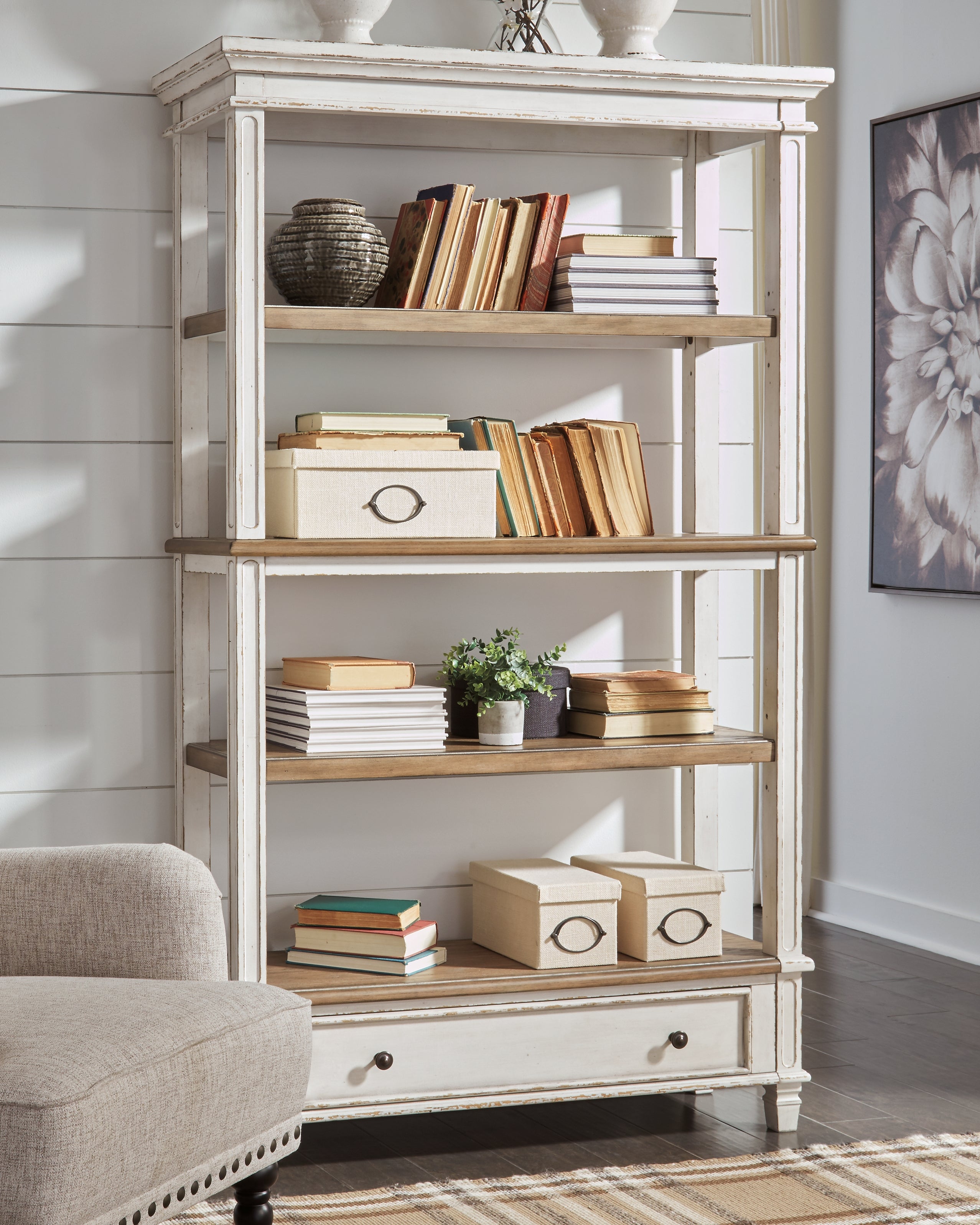 Best Furniture Outlet - Ashley Furniture - Realyn Bookcase - Bookcase / Brown/White - H743-70