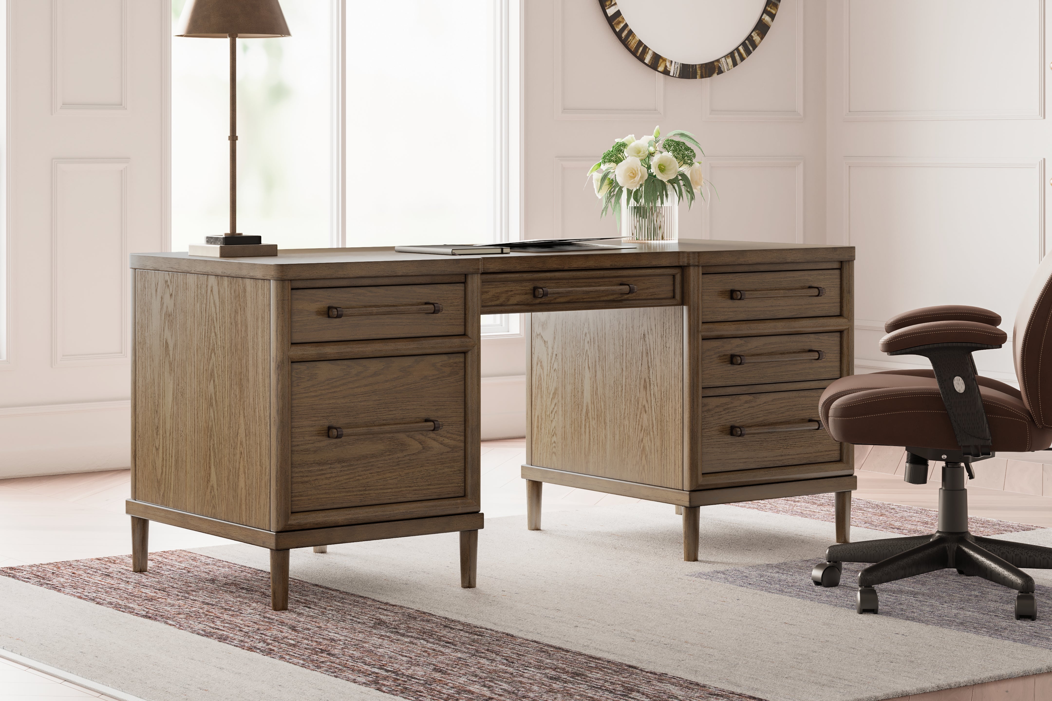 Best Furniture Outlet - Ashley Furniture - Roanhowe Office Desk - Home Office Desk / Brown - H769-21