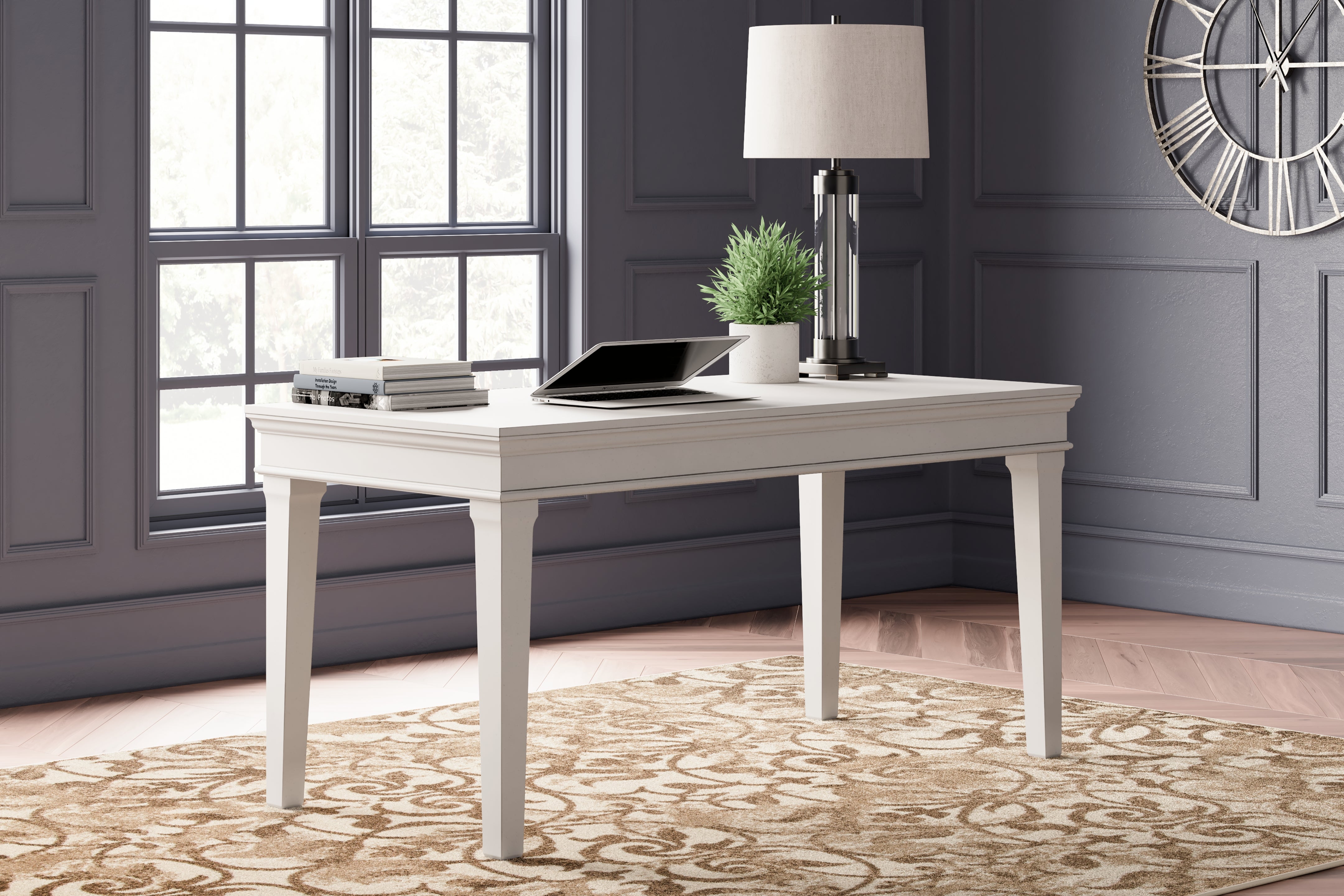 Best Furniture Outlet - Ashley Furniture - Kanwyn Office Desk - Home Office Desk / Whitewash - H777-44
