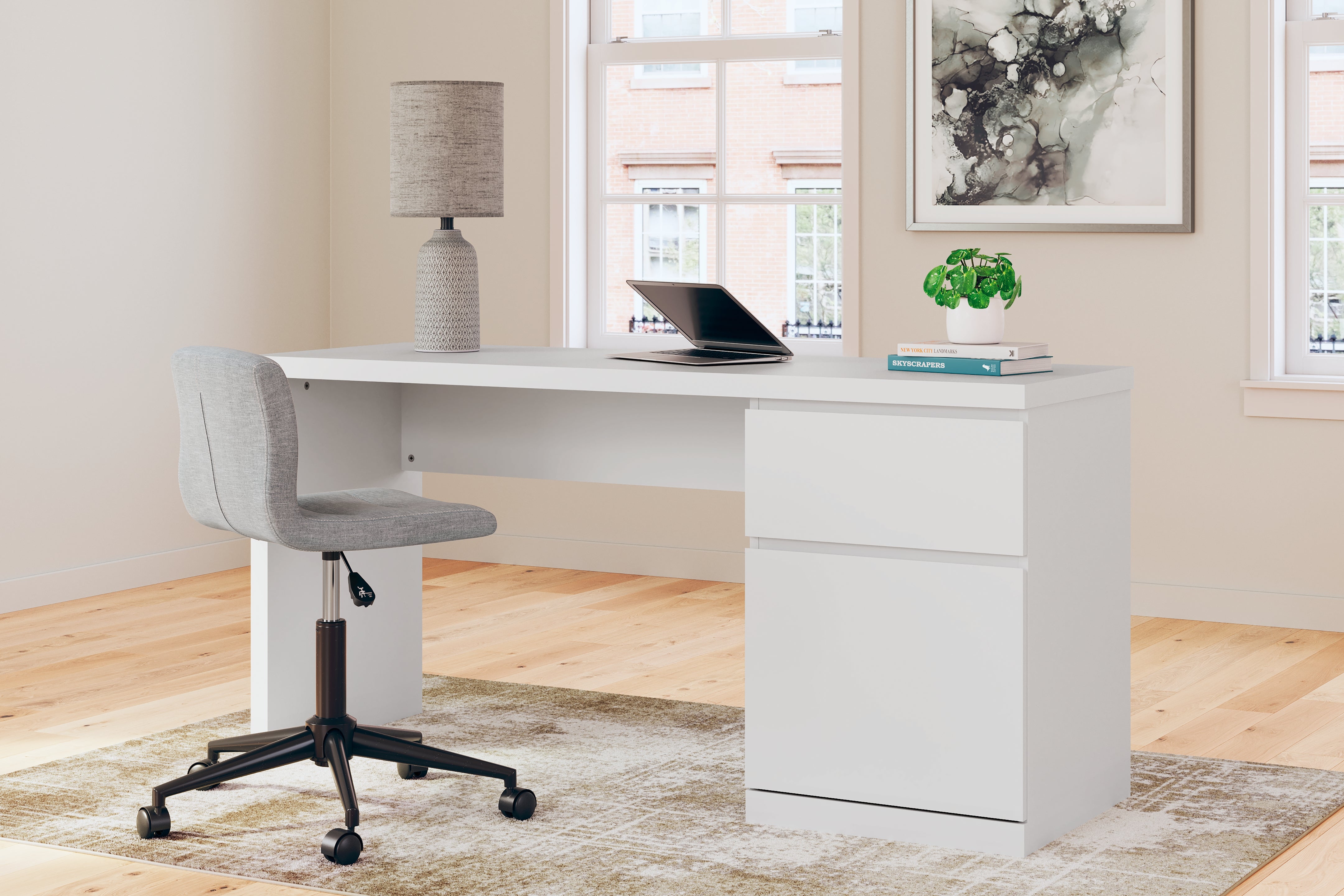 Best Furniture Outlet - Ashley Furniture - Onita Office Desk - Home Office Desk / White - H9630-134