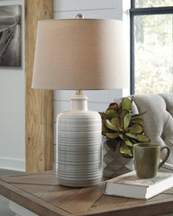 Best Furniture Outlet - Ashley Furniture - Marnina Lighting - Ceramic Table Lamp (Set of 2) / Taupe - L121854