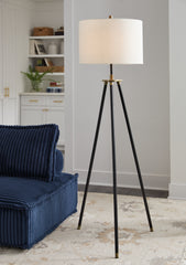 Best Furniture Outlet - Ashley Furniture - Cashner Lighting - Metal Floor Lamp (1/CN) / Black/Gold Finish - L206101