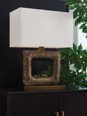 Best Furniture Outlet - Ashley Furniture - Garronby Lighting - Metal Table Lamp (1/CN) / Antique Brass Finish - L207604