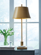 Best Furniture Outlet - Ashley Furniture - Fritzburn Lighting - Metal Table Lamp (1/CN) / Gold Finish/White - L208444