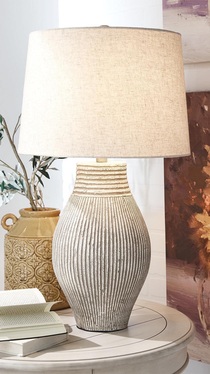 Best Furniture Outlet - Ashley Furniture - Layal Lighting - Table Lamp (Set of 2) / Beige - L235634X2