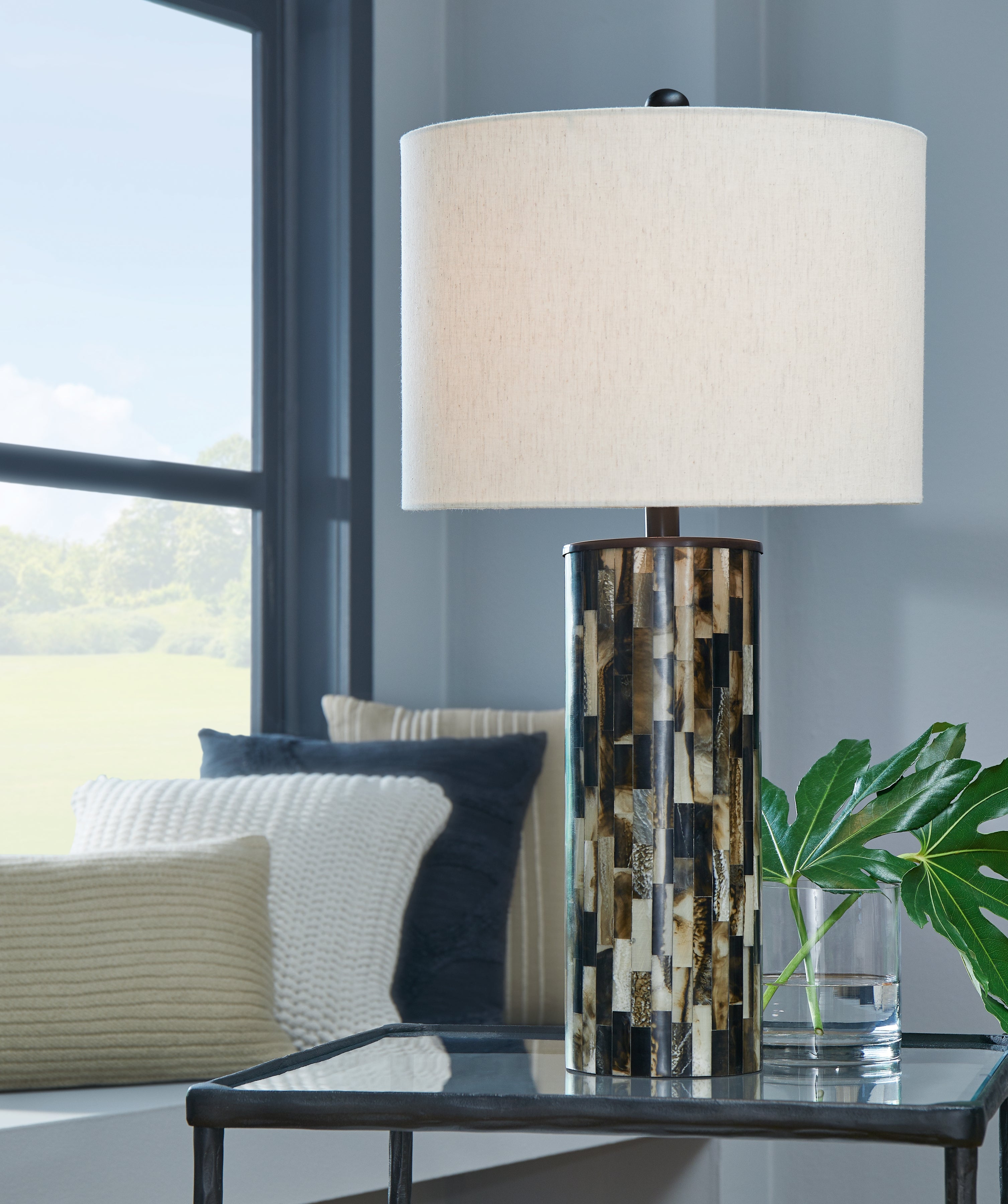 Best Furniture Outlet - Ashley Furniture - Ellford Lighting - Poly Table Lamp (1/CN) / Black/Brown/Cream - L235684