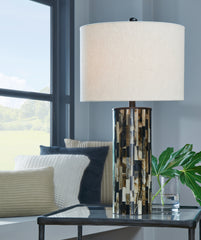 Best Furniture Outlet - Ashley Furniture - Ellford Lighting - Poly Table Lamp (1/CN) / Black/Brown/Cream - L235684