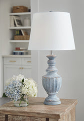Best Furniture Outlet - Ashley Furniture - Cylerick Lighting - Terracotta Table Lamp (1/CN) / Antique Blue - L235714